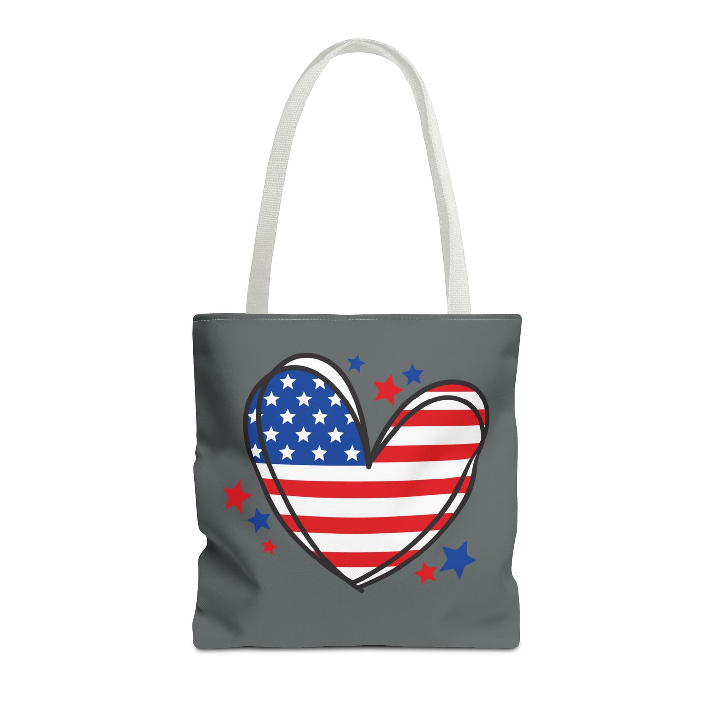 Princess Grace Patriotic Heart Tote Bag USA Flag Love