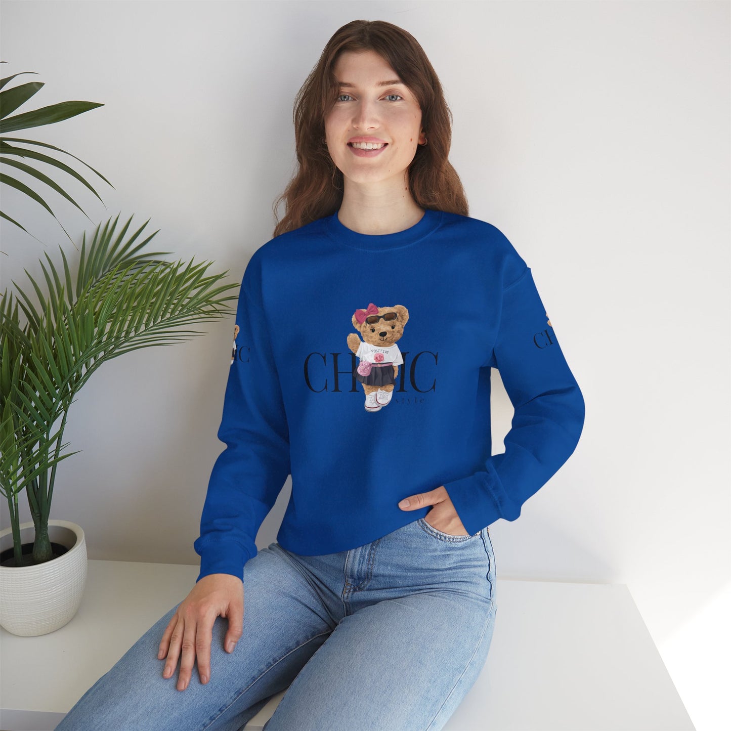 Princess Grace Chic Teddy Bear Sweatshirt Unisex Heavy Blend Crewneck