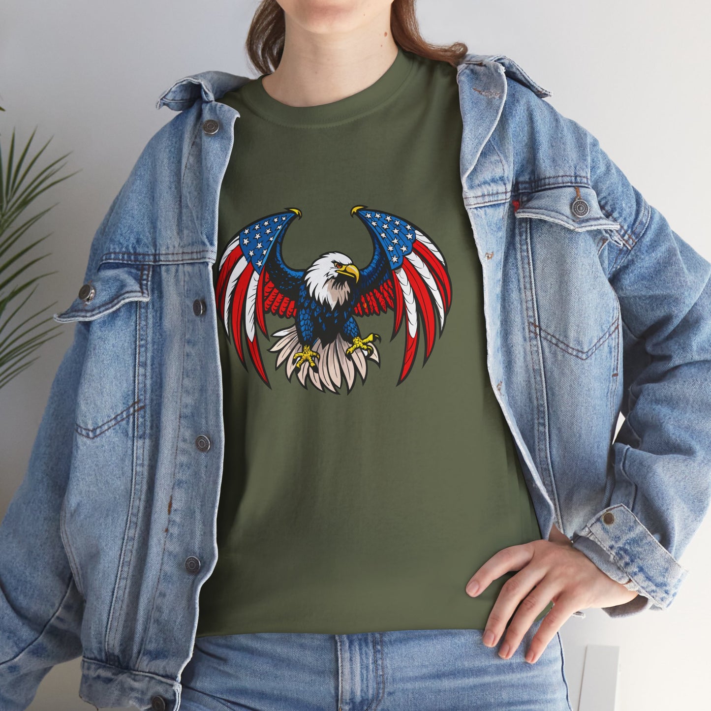 Princess Grace Patriotic Eagle Unisex Heavy Cotton Tee 4th of July Graphic T-Shirt