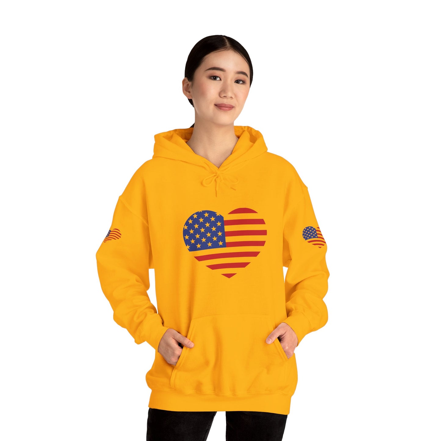 Princess Grace Patriotic Heart Design Unisex Hoodie Perfect for Holidays and Celebrations