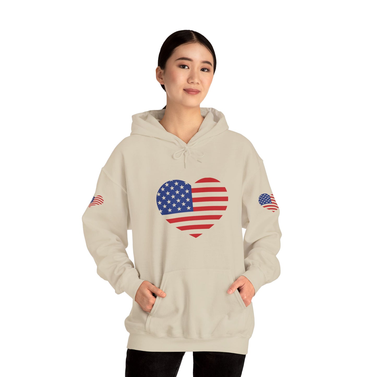 Princess Grace Patriotic Heart Design Unisex Hoodie Perfect for Holidays and Celebrations