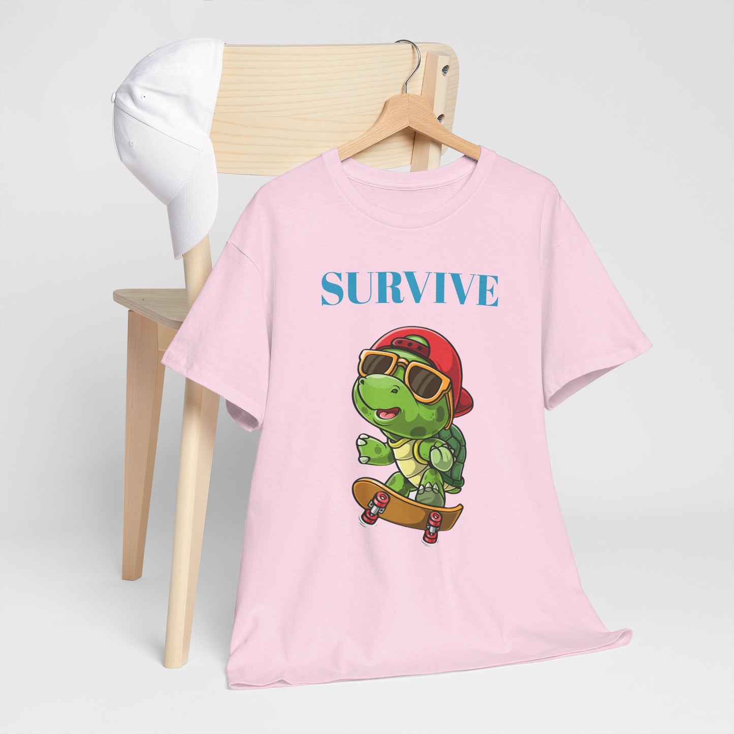 Princess Grace Cool Skateboarding Turtle Tee "Survive" Unisex Cotton T-Shirt for Fun Lovers