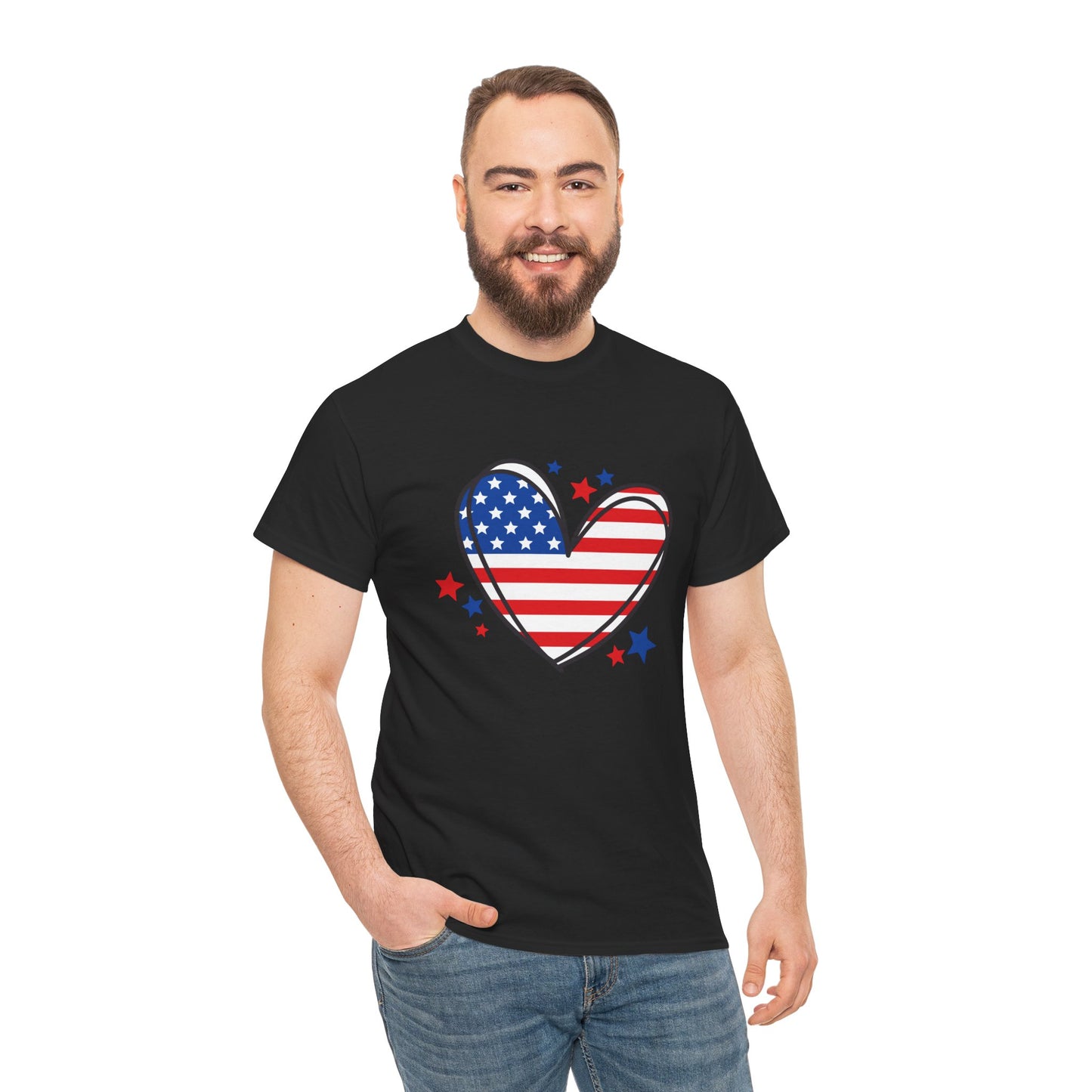 Princess Grace Patriotic Heart Unisex Heavy Cotton Tee USA Love T-Shirt