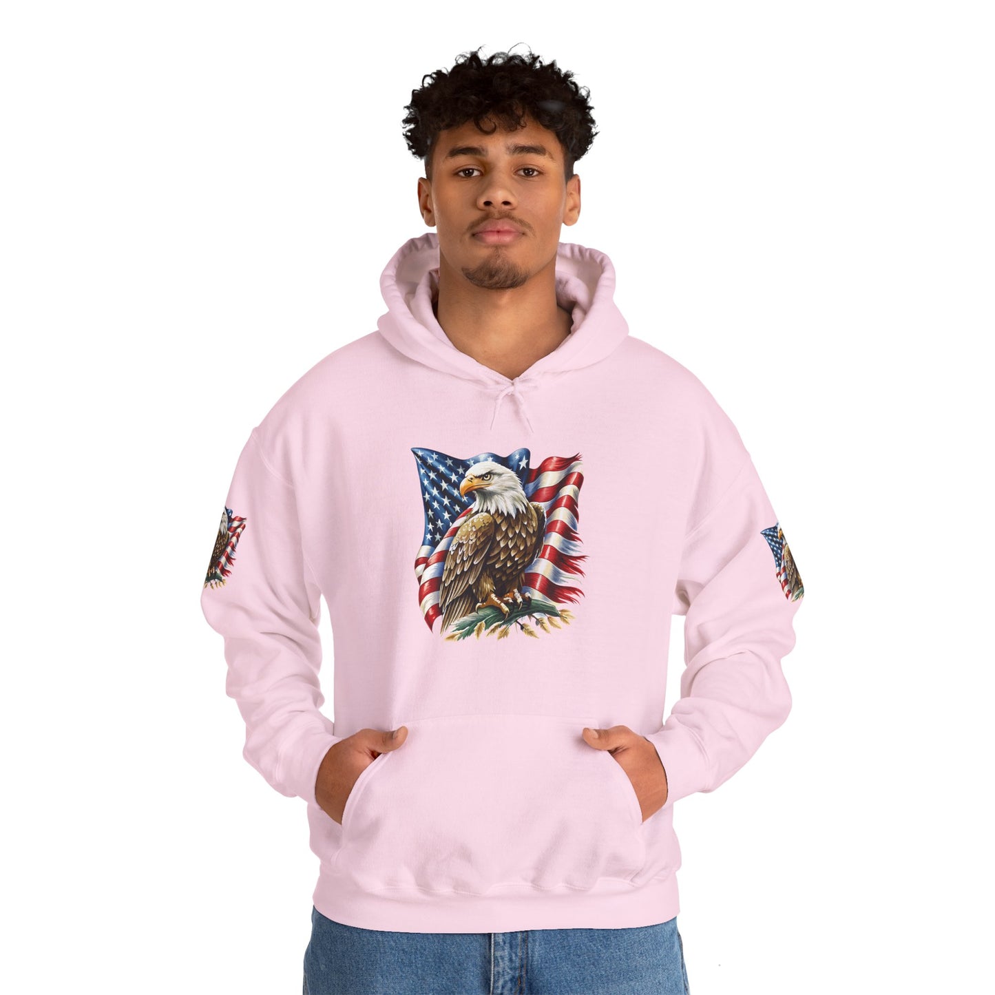 Princess Grace Patriotic Eagle Hooded Sweatshirt Unisex Heavy Blend Perfect for Memorial Day & Independence Day