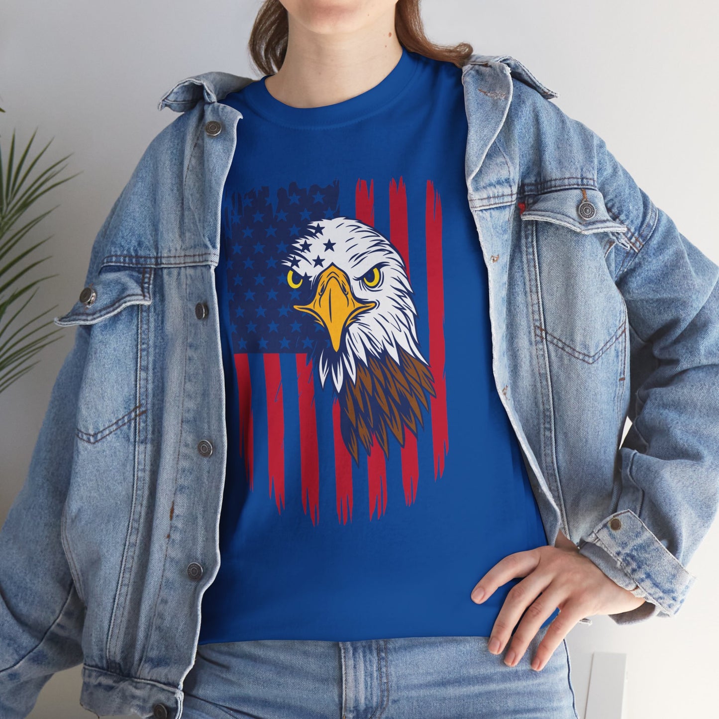 Princess Grace Eagle & American Flag Unisex Heavy Cotton Tee Patriotic Apparel for All Occasions