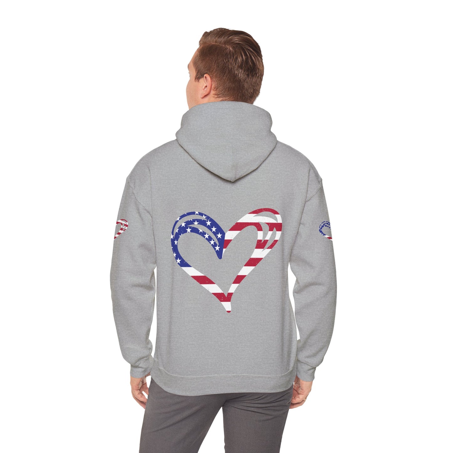 Princess Grace Patriotic Heart Unisex Hoodie Comfortable Heavy Blend Sweatshirt for Independence Day and Everyday Wear