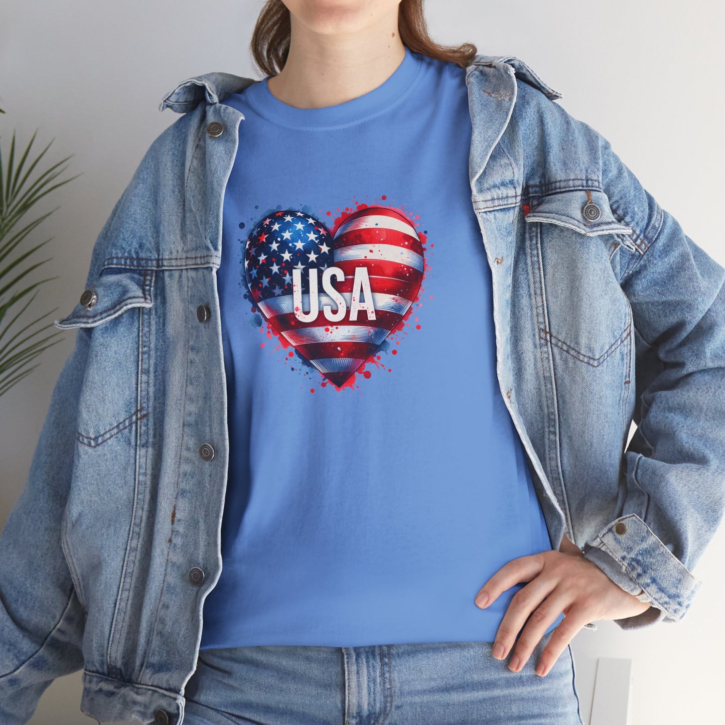 Princess Grace Patriotic Heart Unisex Cotton Tee USA Freedom Shirt