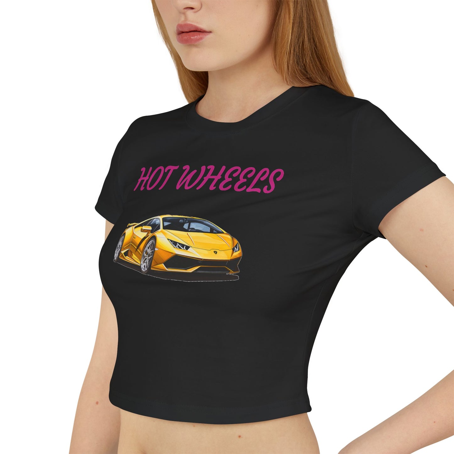 Princess Grace Women's Hot Wheels Baby Tee Cute and Stylish Car Graphic Top for Car Enthusiasts
