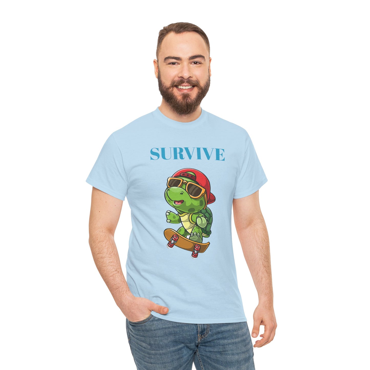 Princess Grace Cool Skateboarding Turtle Tee "Survive" Unisex Cotton T-Shirt for Fun Lovers