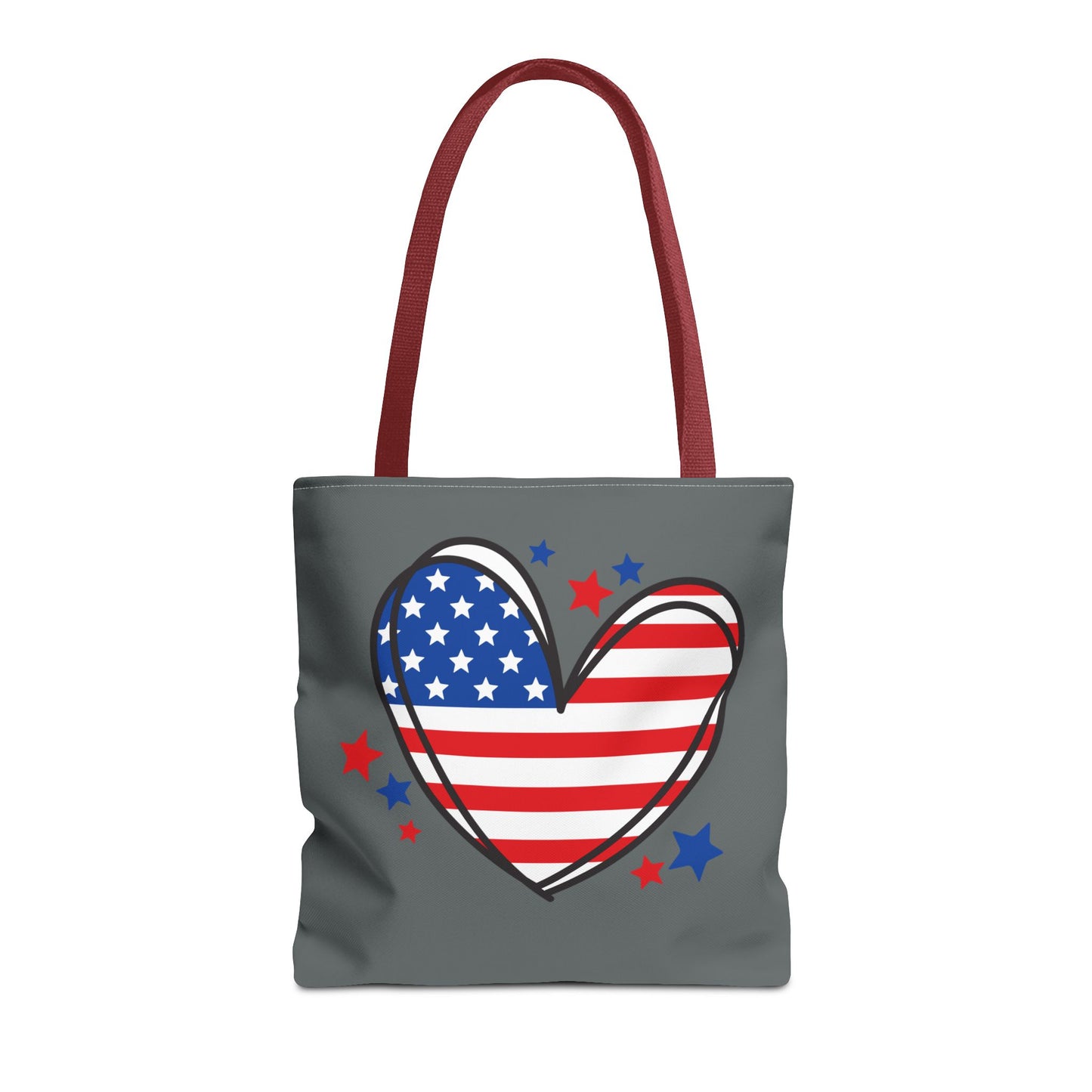 Princess Grace Patriotic Heart Tote Bag USA Flag Love
