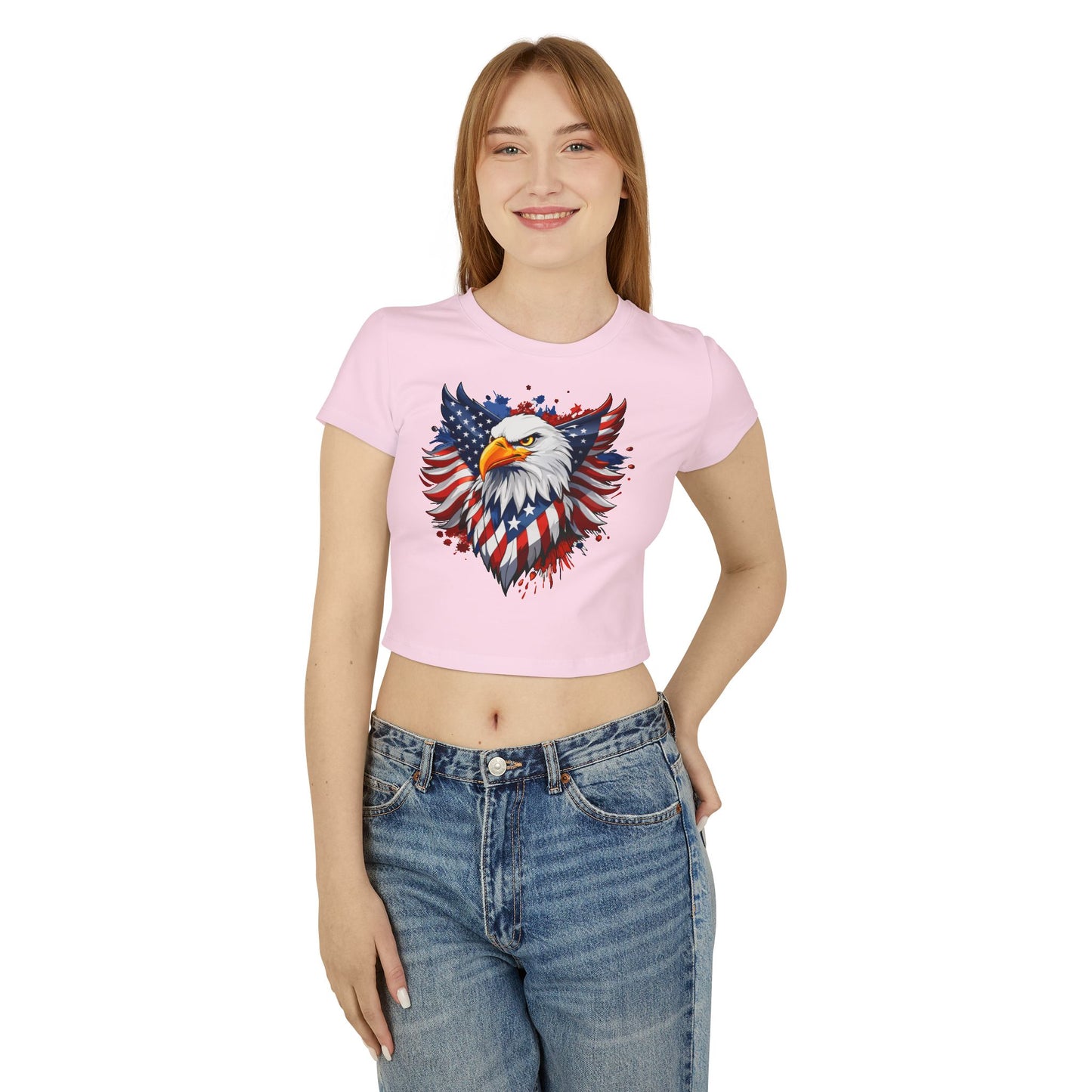 Princess Grace Patriotic Women's Baby Tee American Eagle Graphic Shirt