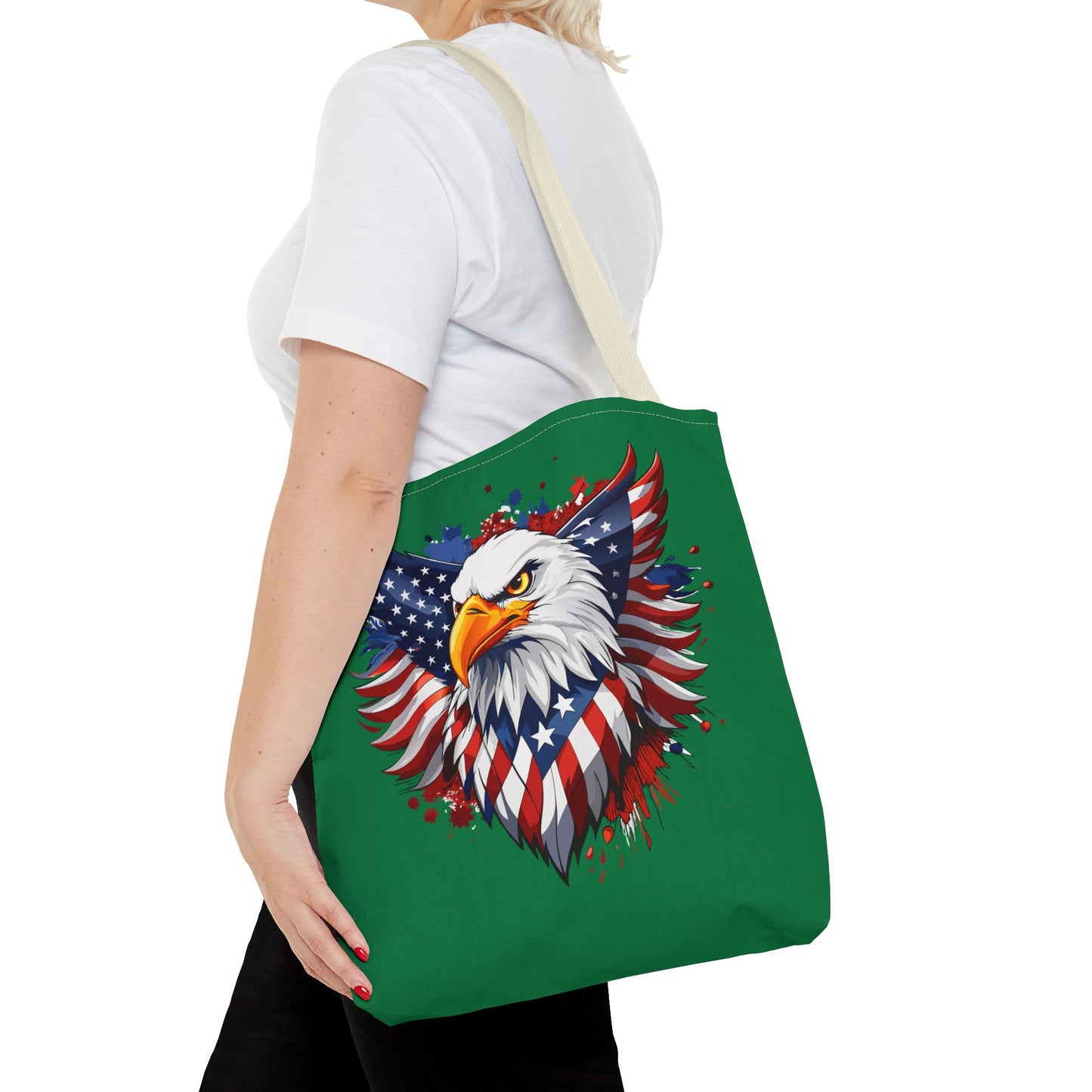 Princess Grace Patriotic Eagle Tote Bag American Flag Design for Independence Day & Everyday Use