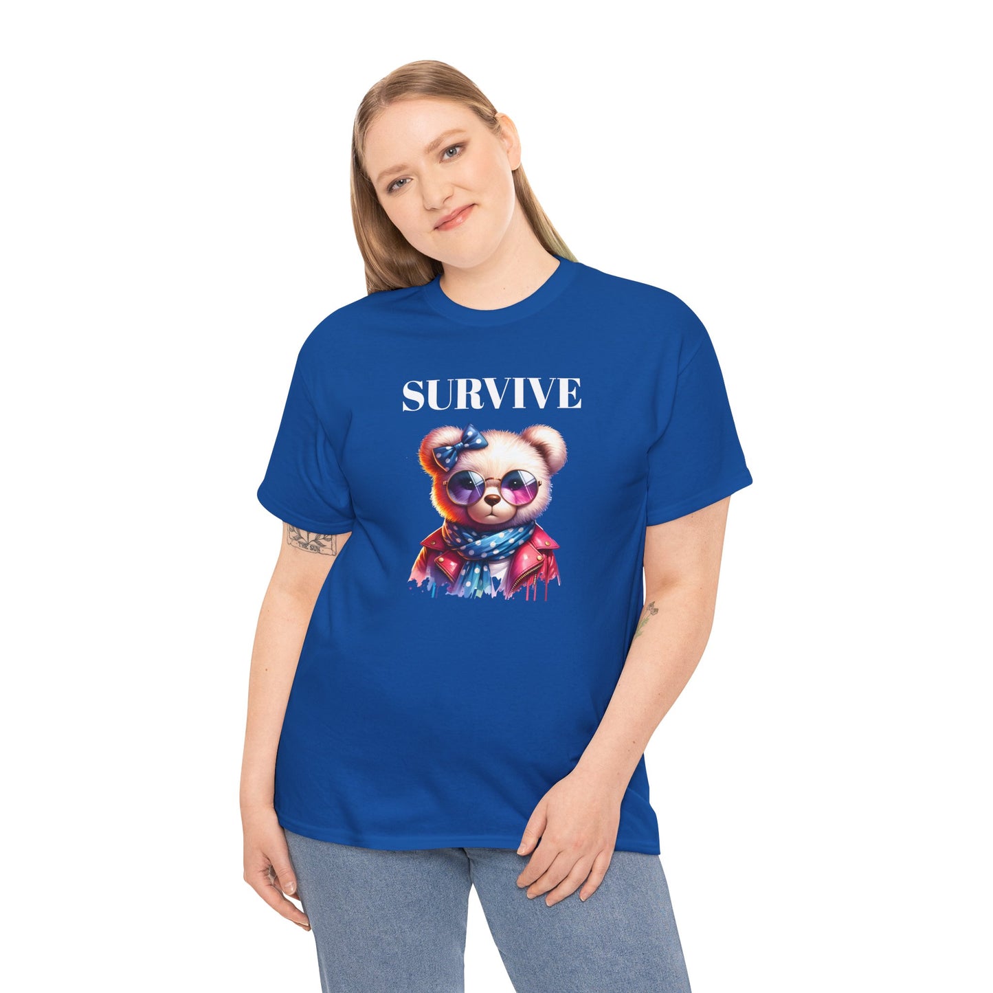 Princess Grace Cute Panda Illustration "Survive" Unisex Heavy Cotton Tee