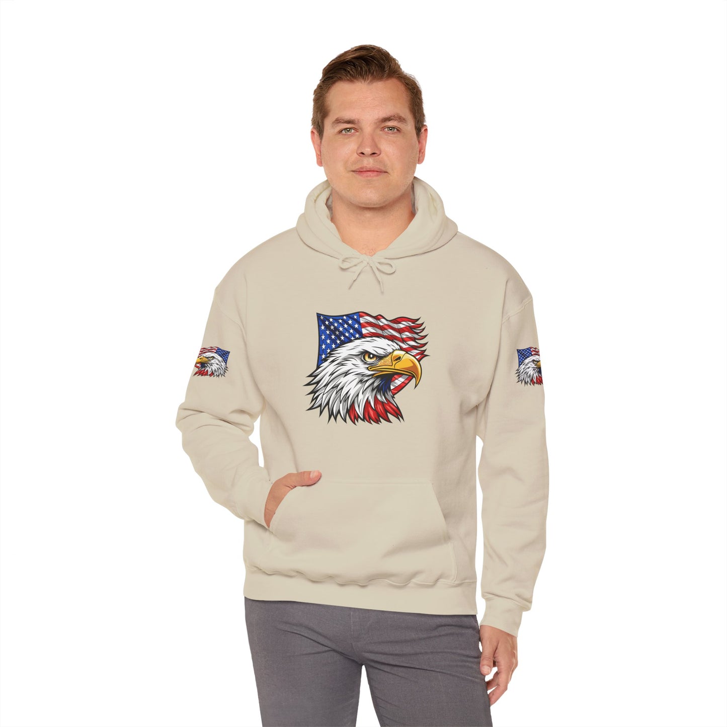 Princess Grace Patriotic Eagle Hoodie Unisex Heavy Blend Sweatshirt with American Flag Design