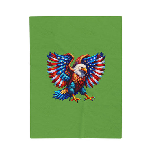 Princess Grace  Patriotic Eagle Velveteen Plush Blanket  Cozy Americana Home Decor