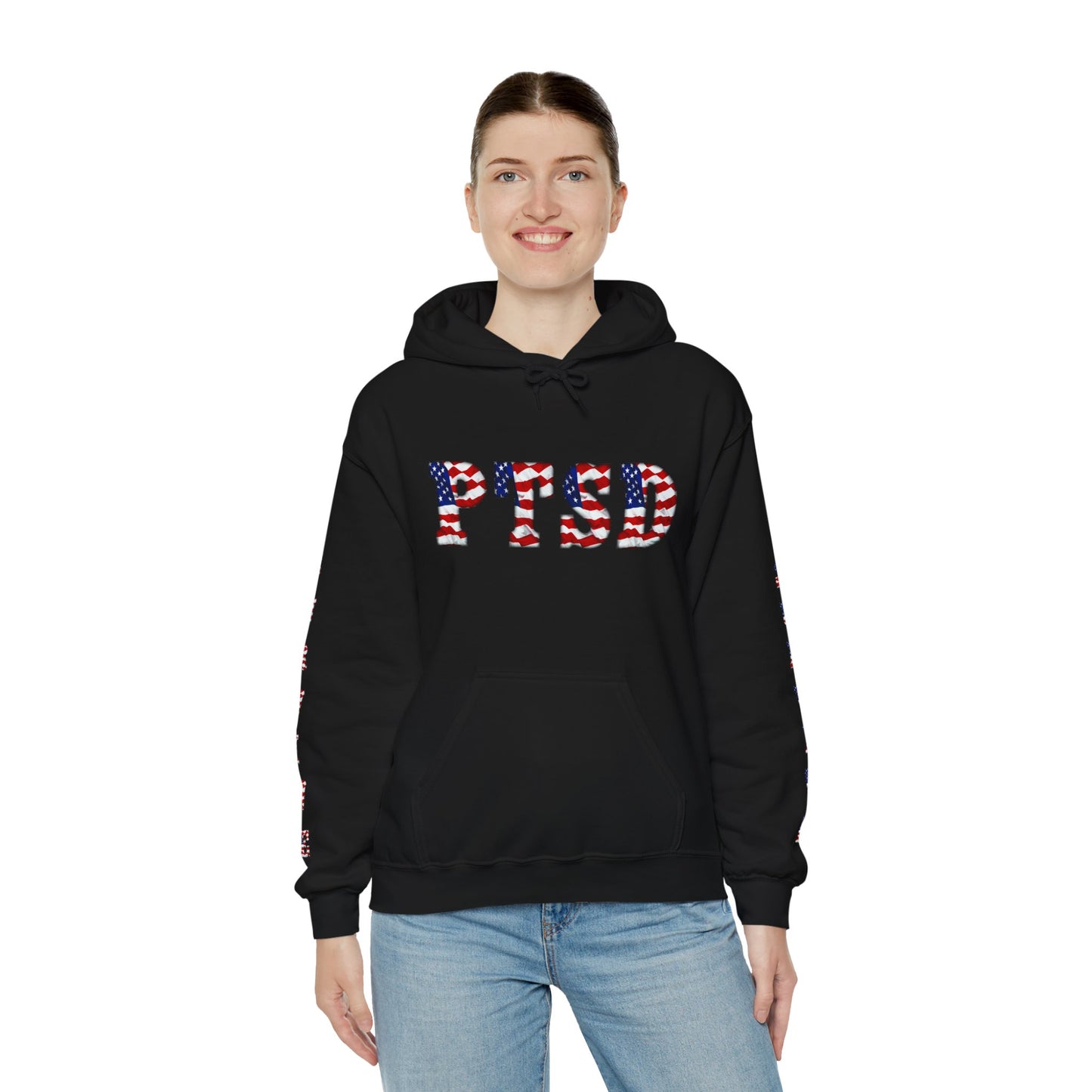 Princess Grace PTSD Awareness Unisex Heavy Blend Hoodie Support Survivors with American Flag Design