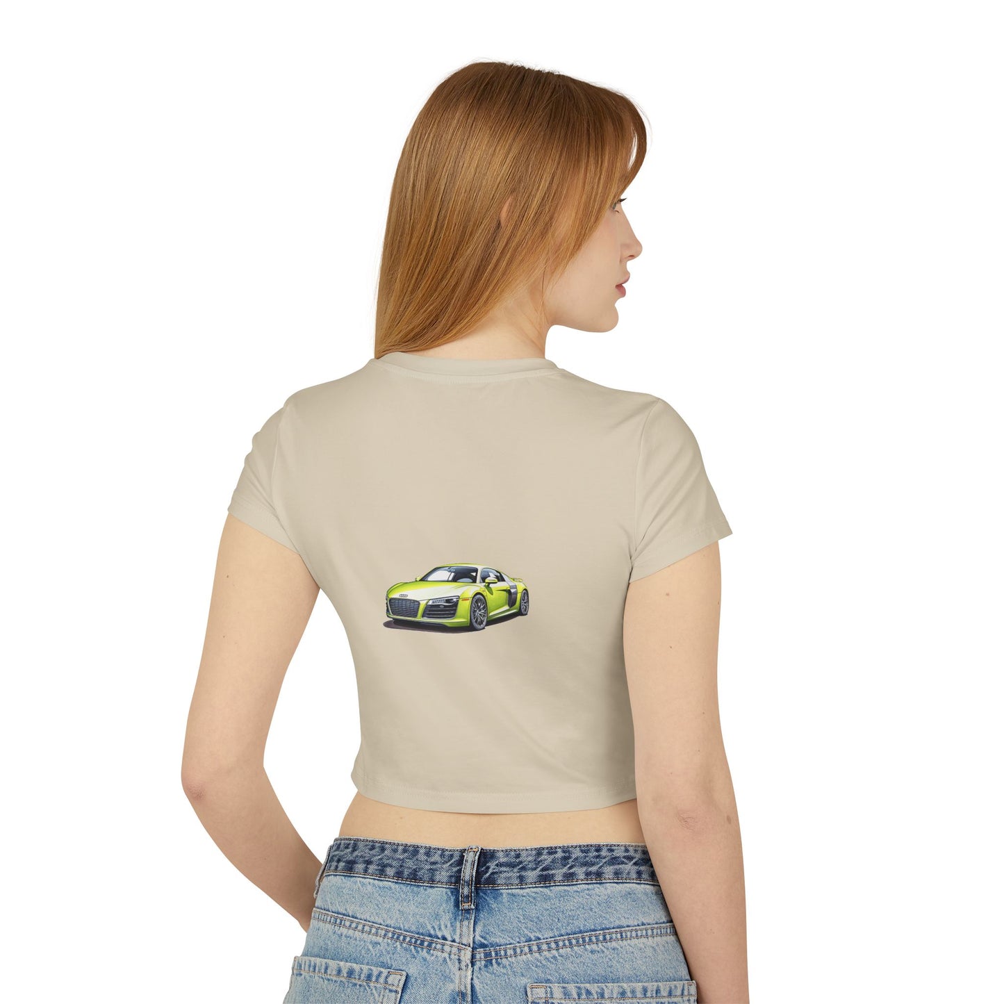 Princess Grace Hot Wheels Women's Baby Tee Trendy Car Graphic Shirt for Auto Enthusiasts