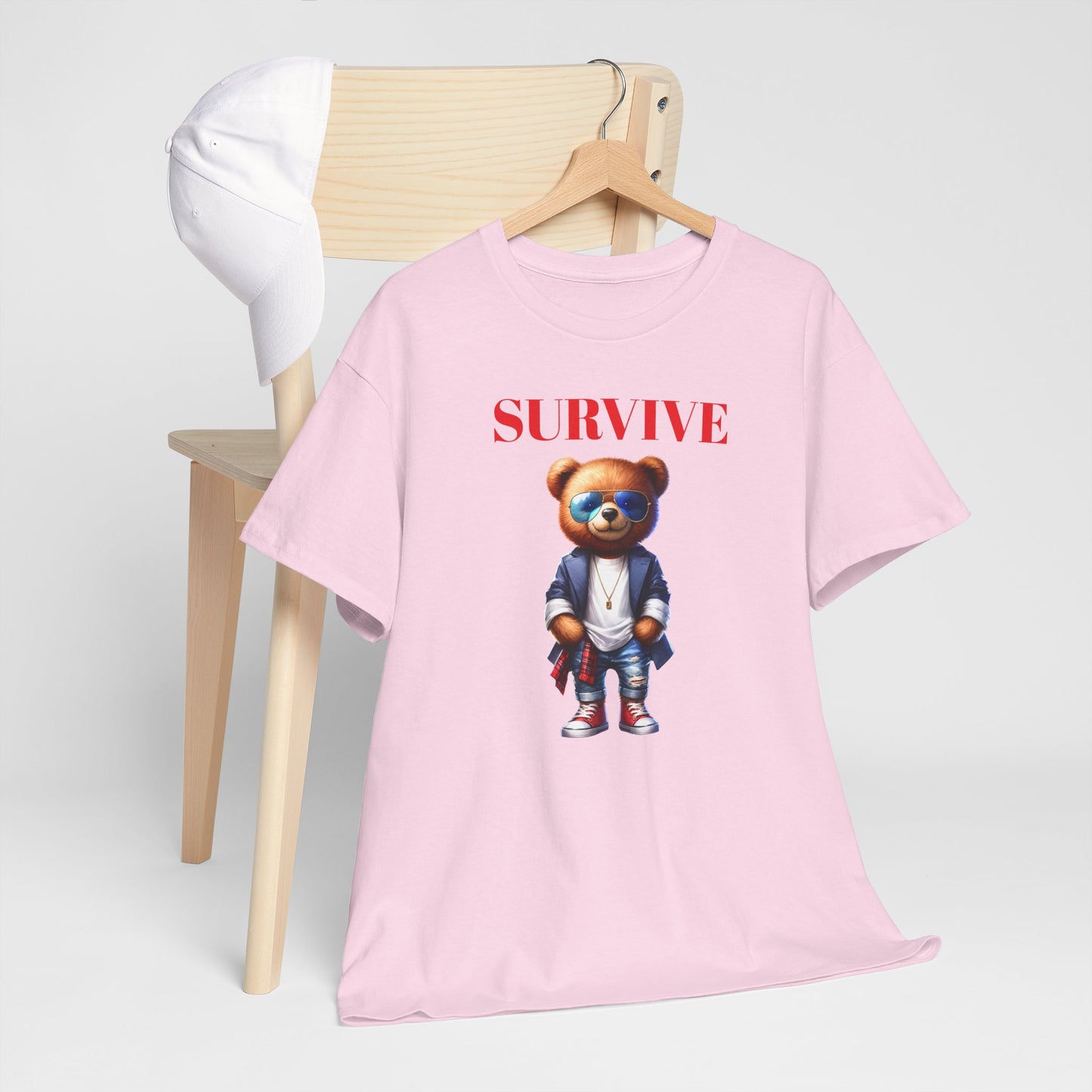 Princess Grace Survive Graphic Unisex Heavy Cotton Tee Trendy Bear Design