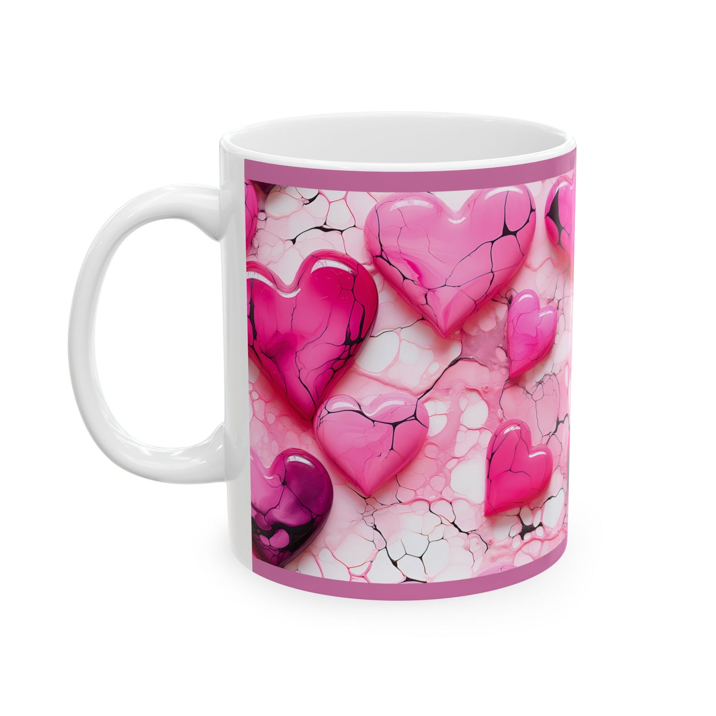 Princess Grace Pink Heart Ceramic Mug 11oz & 15oz Perfect Gift for Valentine's Day & Love Celebrations