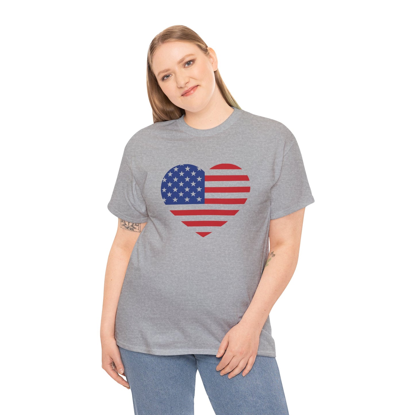 Princess Grace Patriotic Heart Unisex Heavy Cotton Tee Celebrate Freedom in Style