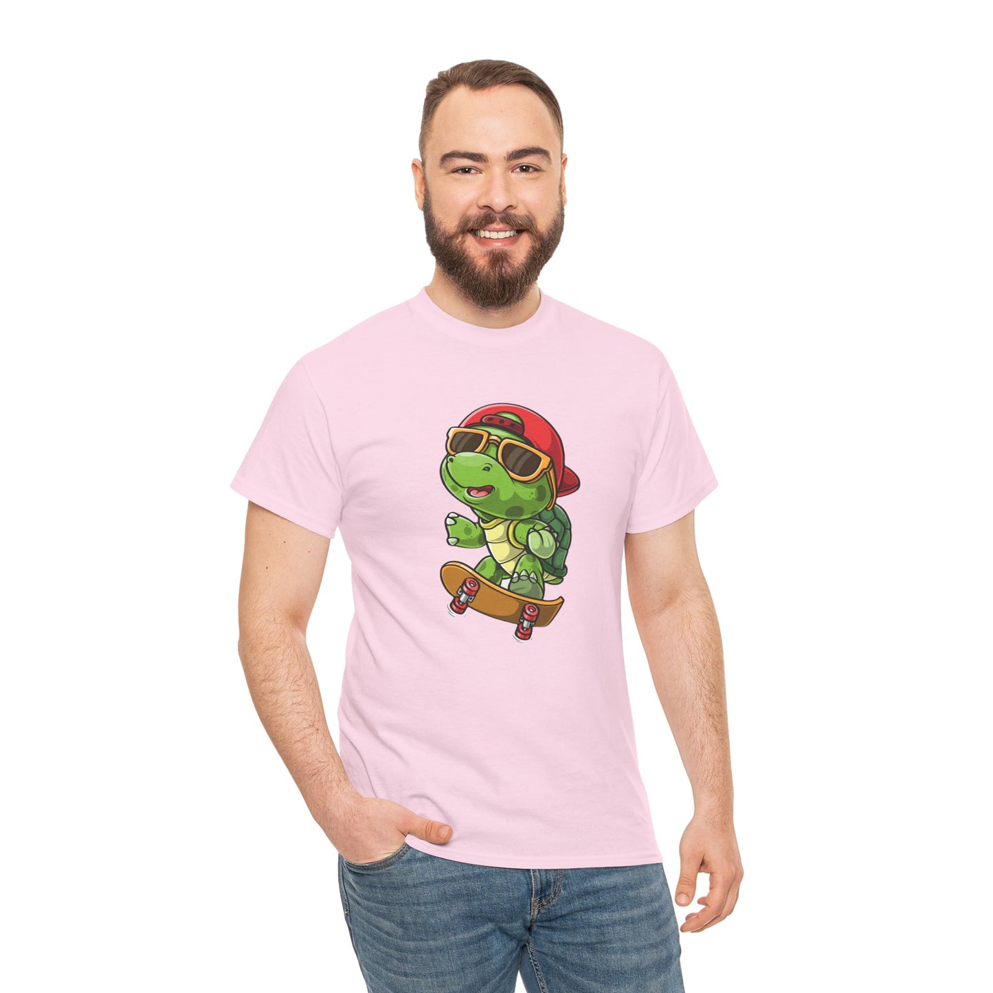 Princess Grace Cool Skateboarding Turtle Unisex Heavy Cotton Tee