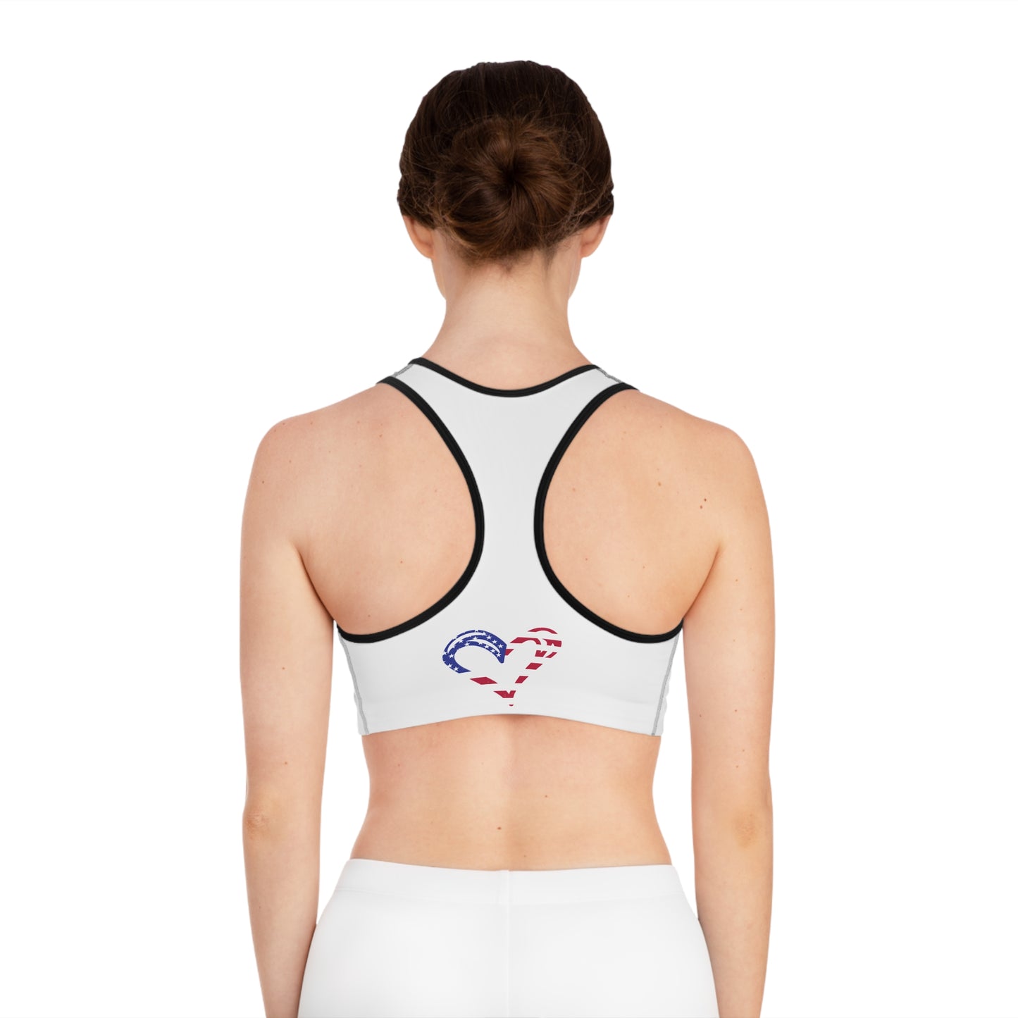 Princess Grace Patriotic Heart Sports Bra for Active Women