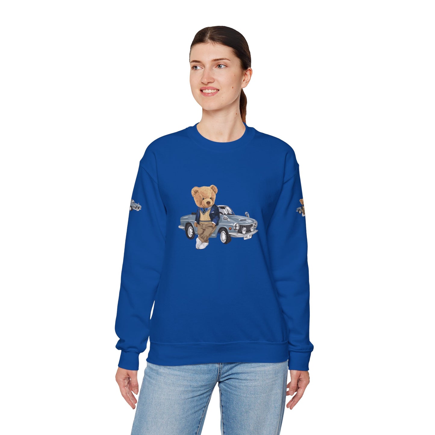 Princess Grace Stylish Crewneck Sweatshirt with Bear and Car Design