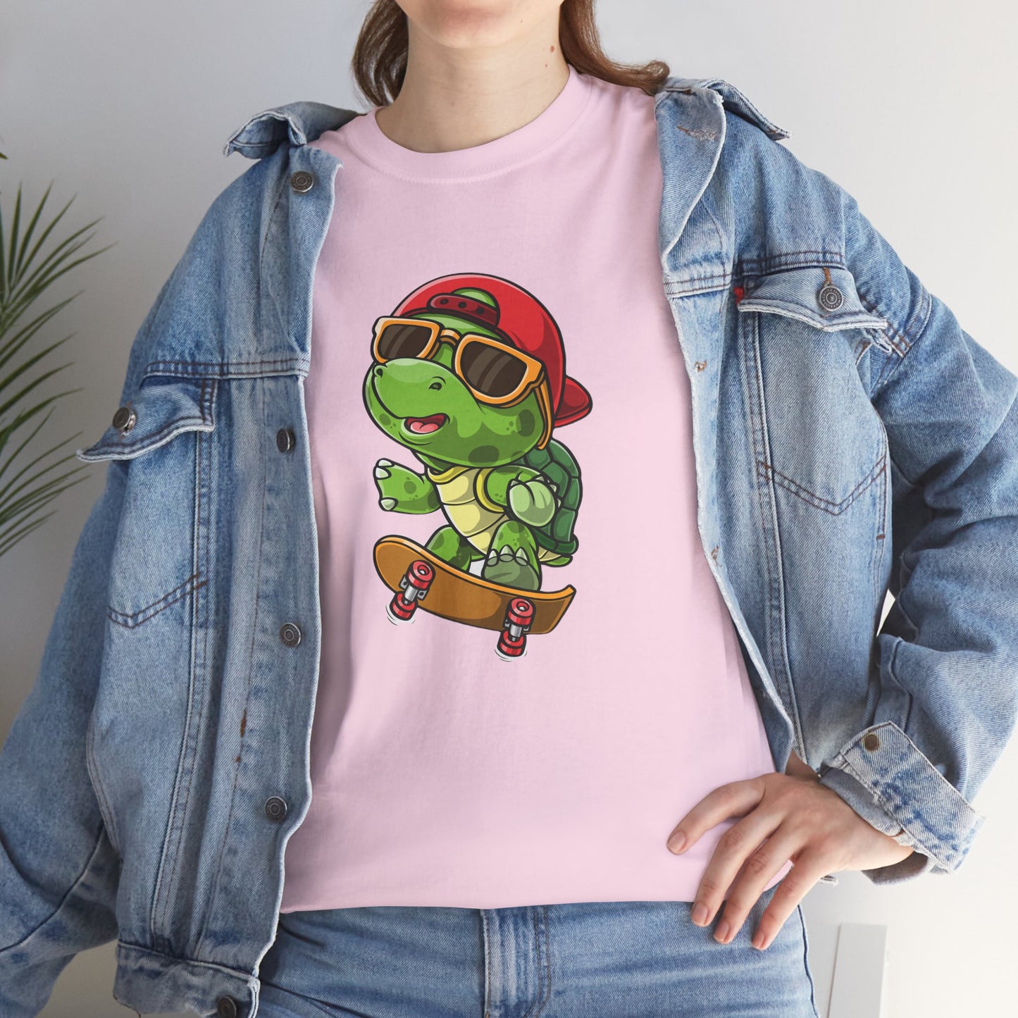 Princess Grace Cool Skateboarding Turtle Unisex Heavy Cotton Tee