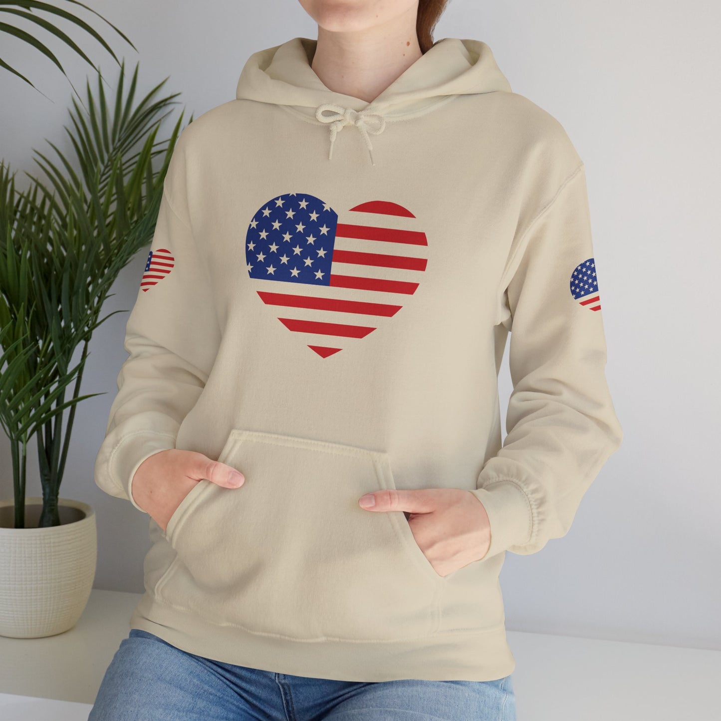 Princess Grace Patriotic Heart Design Unisex Hoodie Perfect for Holidays and Celebrations