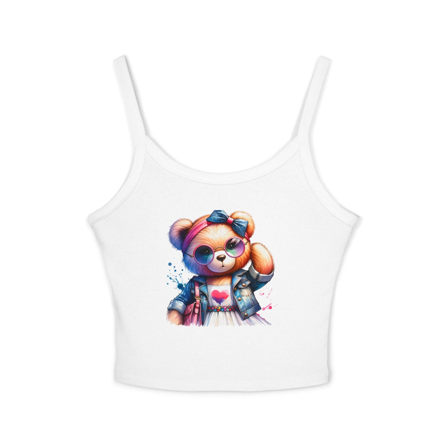 Princess Grace Cute Graphic Spaghetti Strap Tank Top with Trendy Bear Design