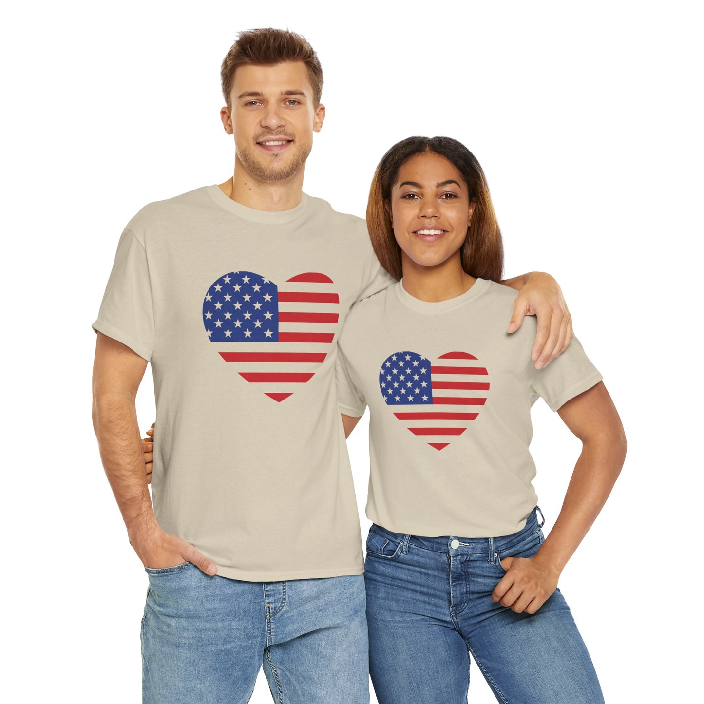 Princess Grace Patriotic Heart Unisex Heavy Cotton Tee Celebrate Freedom in Style