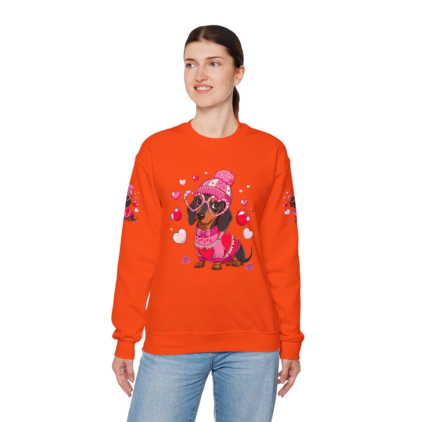 Princess Grace Cute Dachshund Love Sweatshirt Cozy Unisex Crewneck for Pet Lovers