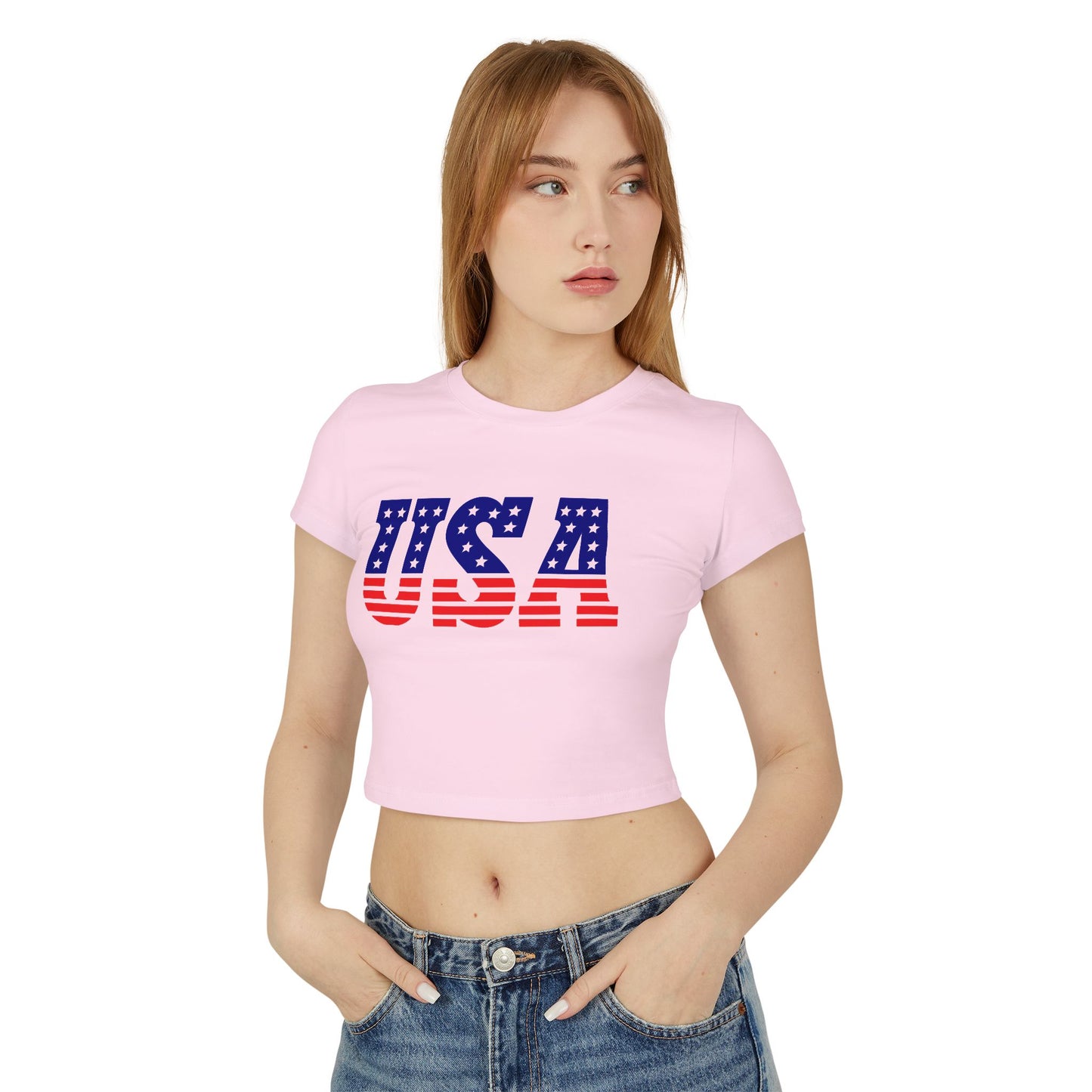 Princess Grace Patriotic USA Women's Baby Tee Celebrate Independence Day & Summer Style