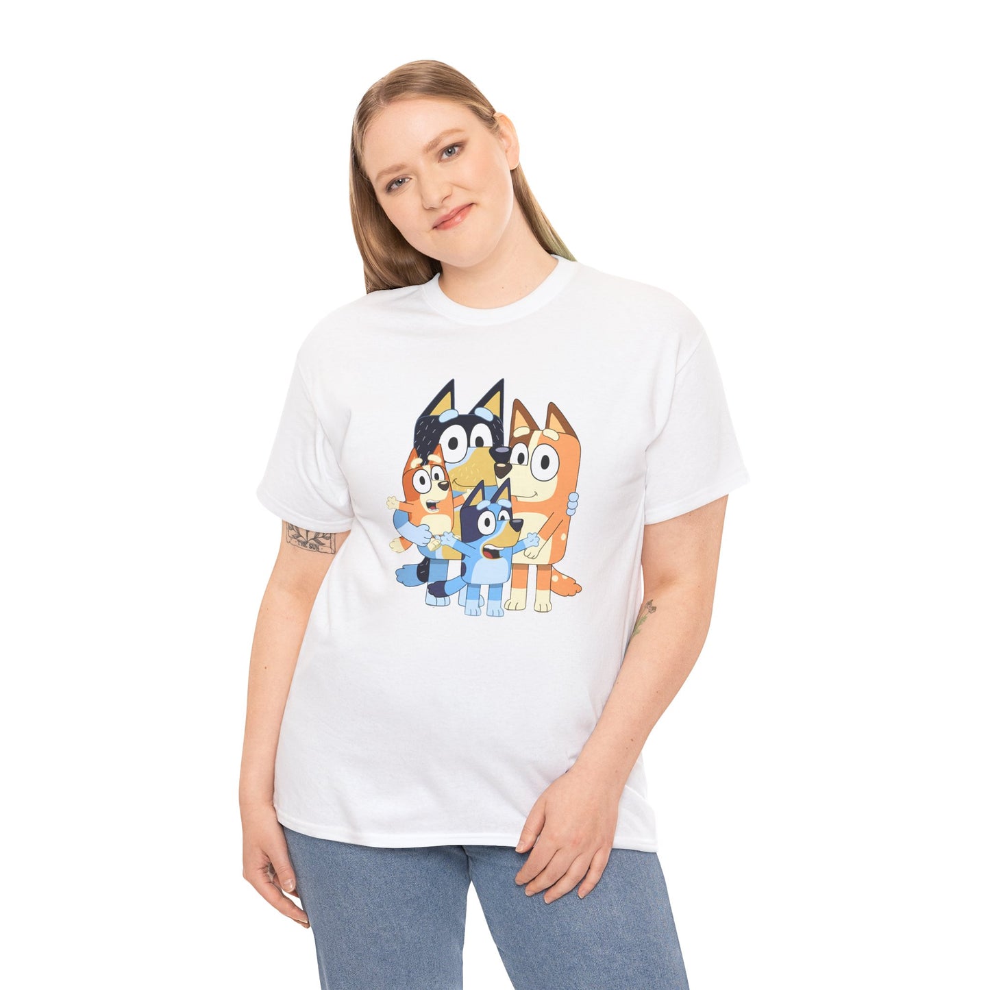 Princess Grace Bluey Family Unisex Heavy Cotton Tee Fun and Stylish for Kids and Adults