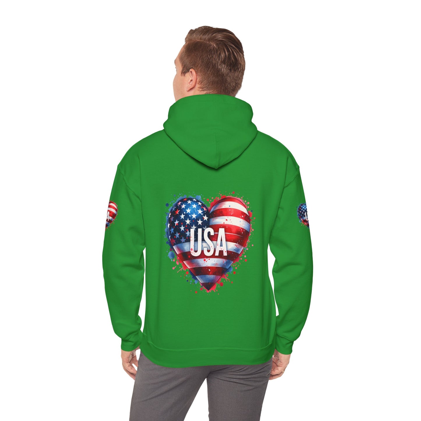 Princess Grace Patriotic Heart Hoodie for USA Lovers Unisex Heavy Blend