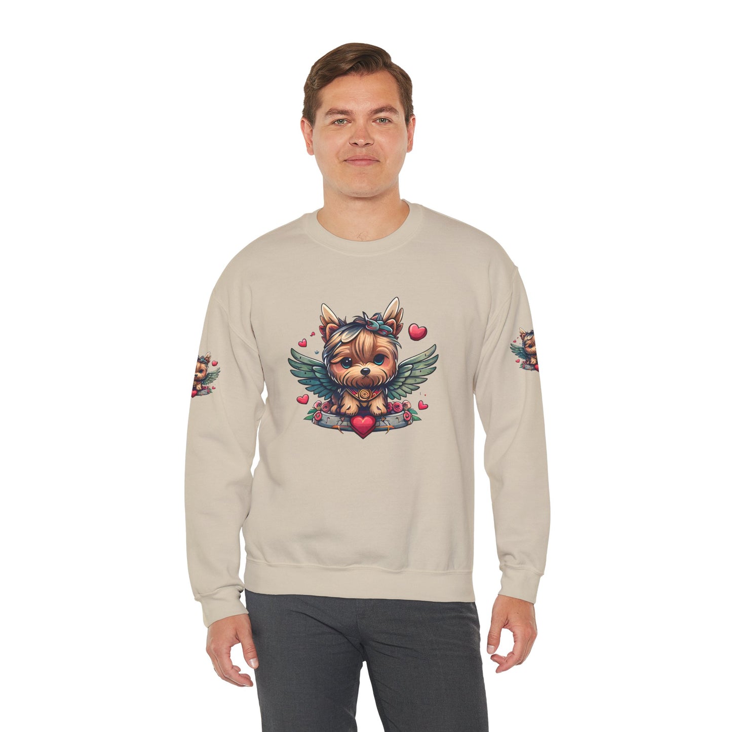 Princess Grace Cute Yorkie Wings Crewneck Sweatshirt Perfect Gift for Dog Lovers