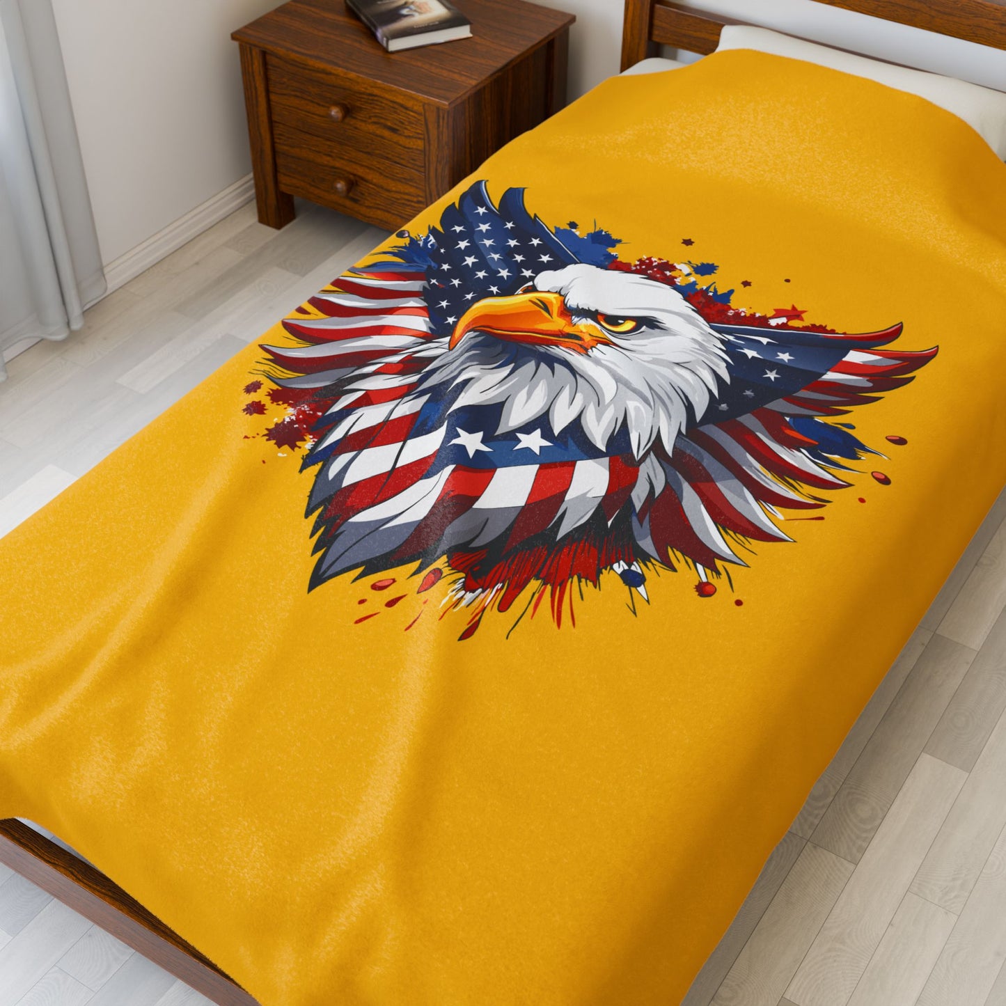 Princess Grace Patriotic Eagle Velveteen Plush Blanket Cozy and Bold Decor for Independence Day and All Year Round