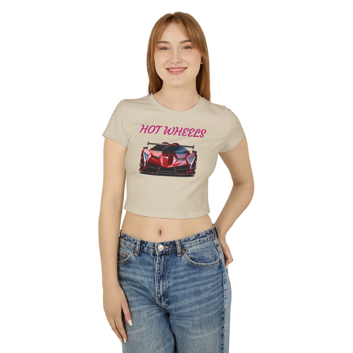 Princess Grace Hot Wheels Women's Baby Tee Stylish Sports Car Graphic T-Shirt