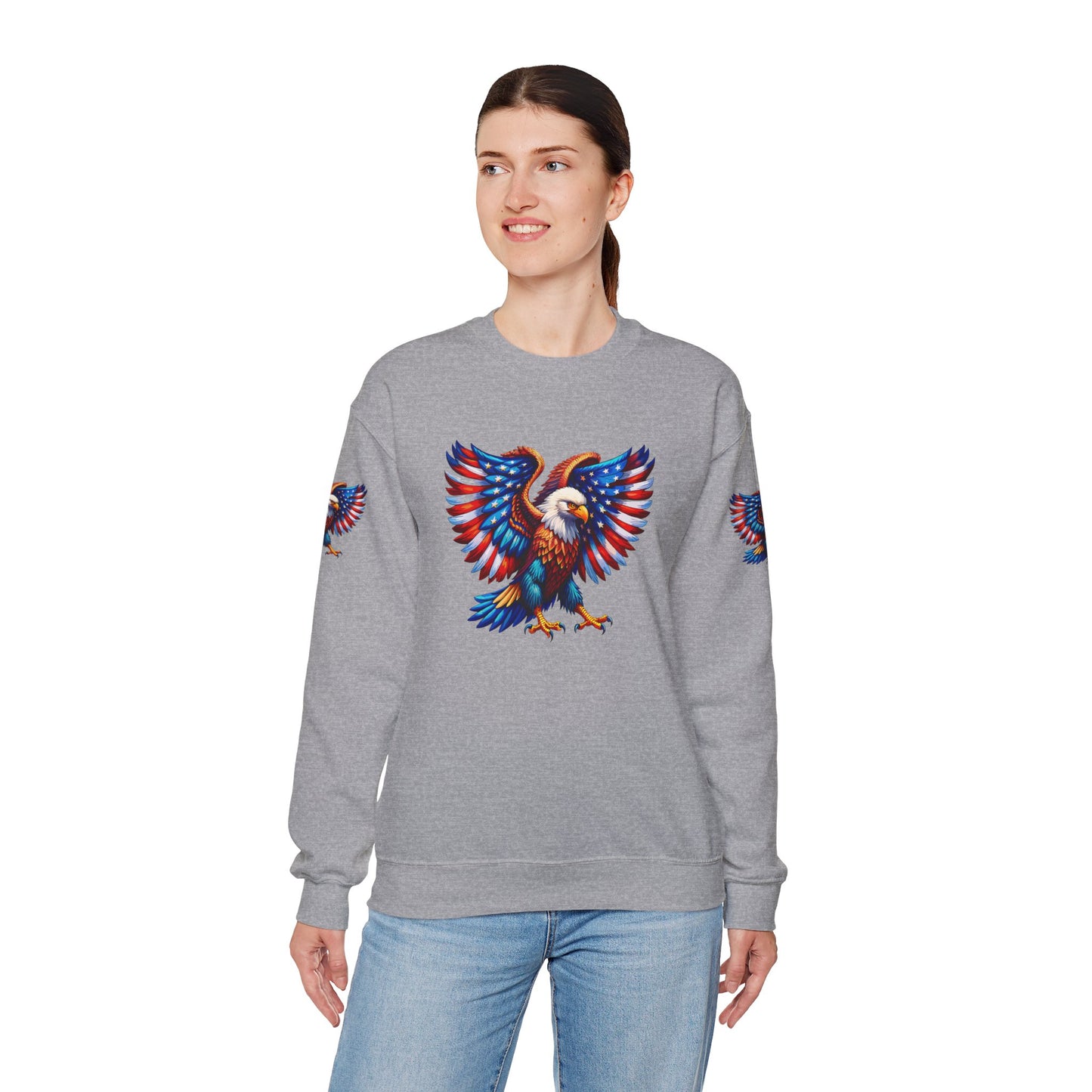 Princess Grace Eagle Wings Unisex Crewneck Sweatshirt Patriotic Graphic Pullover