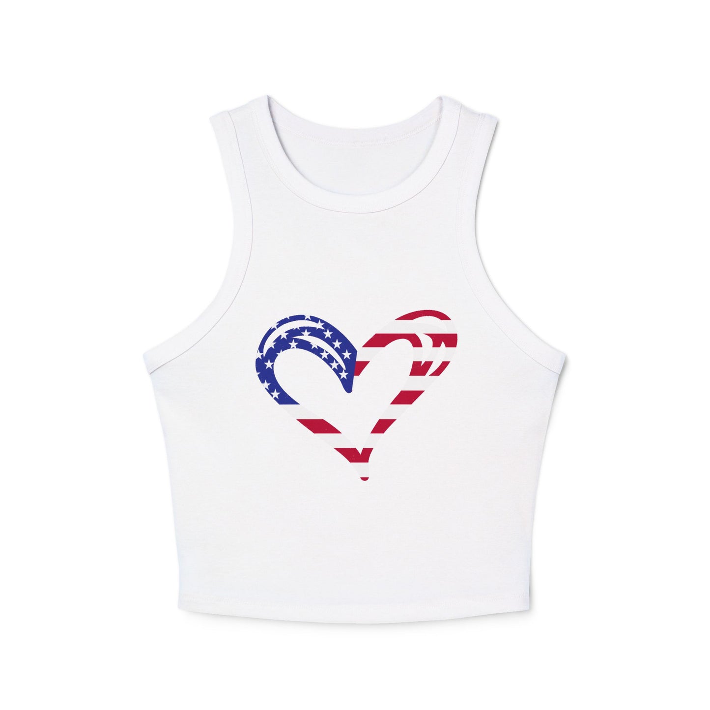 Princess Grace Patriotic Heart Women's Micro Rib Racer Tank Top USA Love Tank 4th of July Celebration