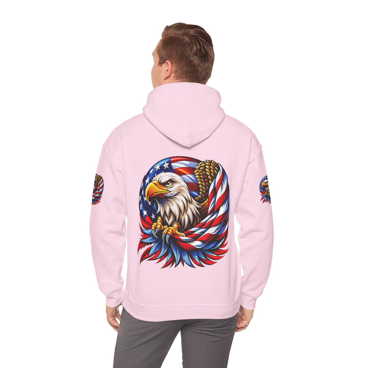Princess Grace Patriotic Eagle Hoodie Unisex Heavy Blend Sweatshirt with American Flag Design