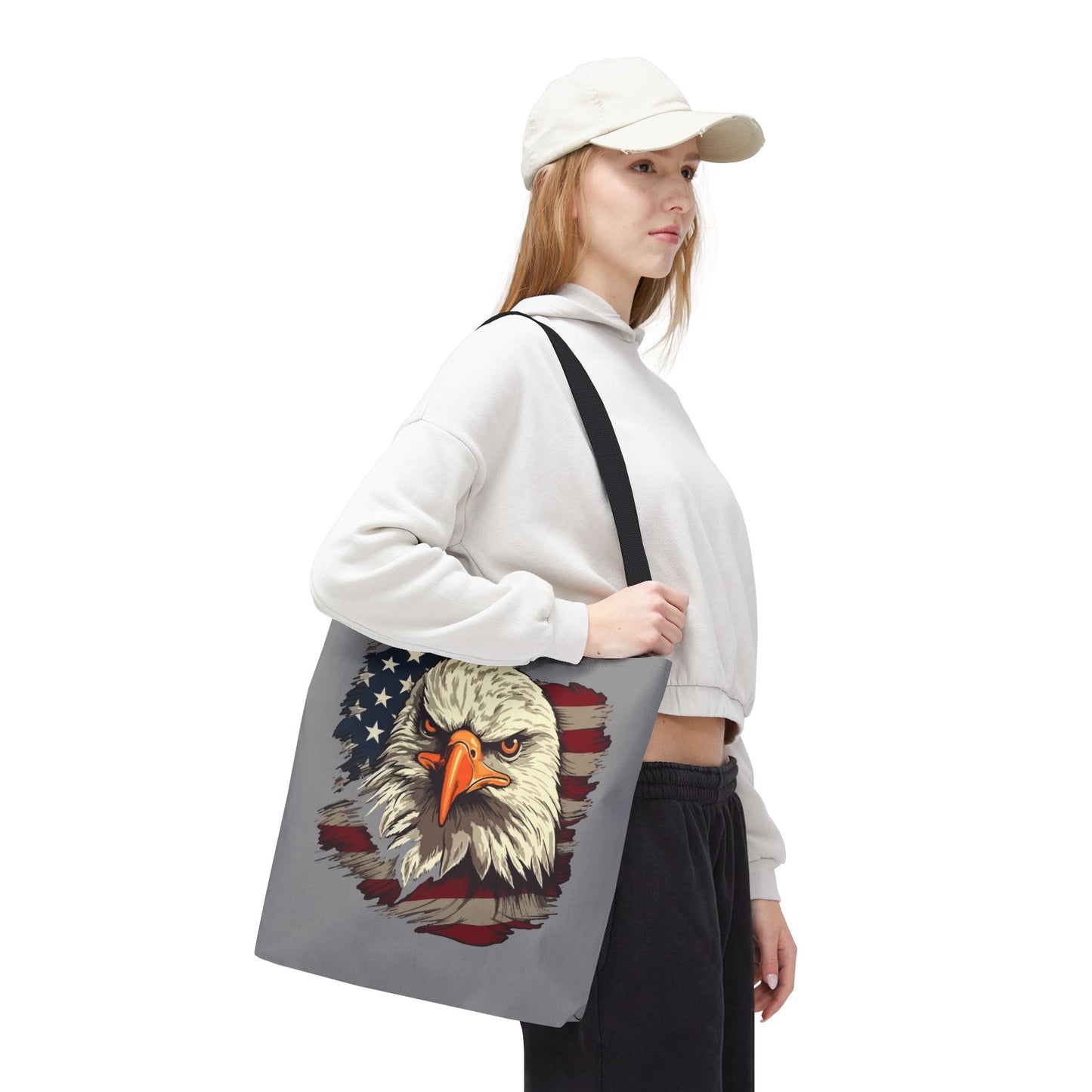 Princess Grace Patriotic Eagle Tote Bag USA Flag Design Eco Friendly Shopping Bag