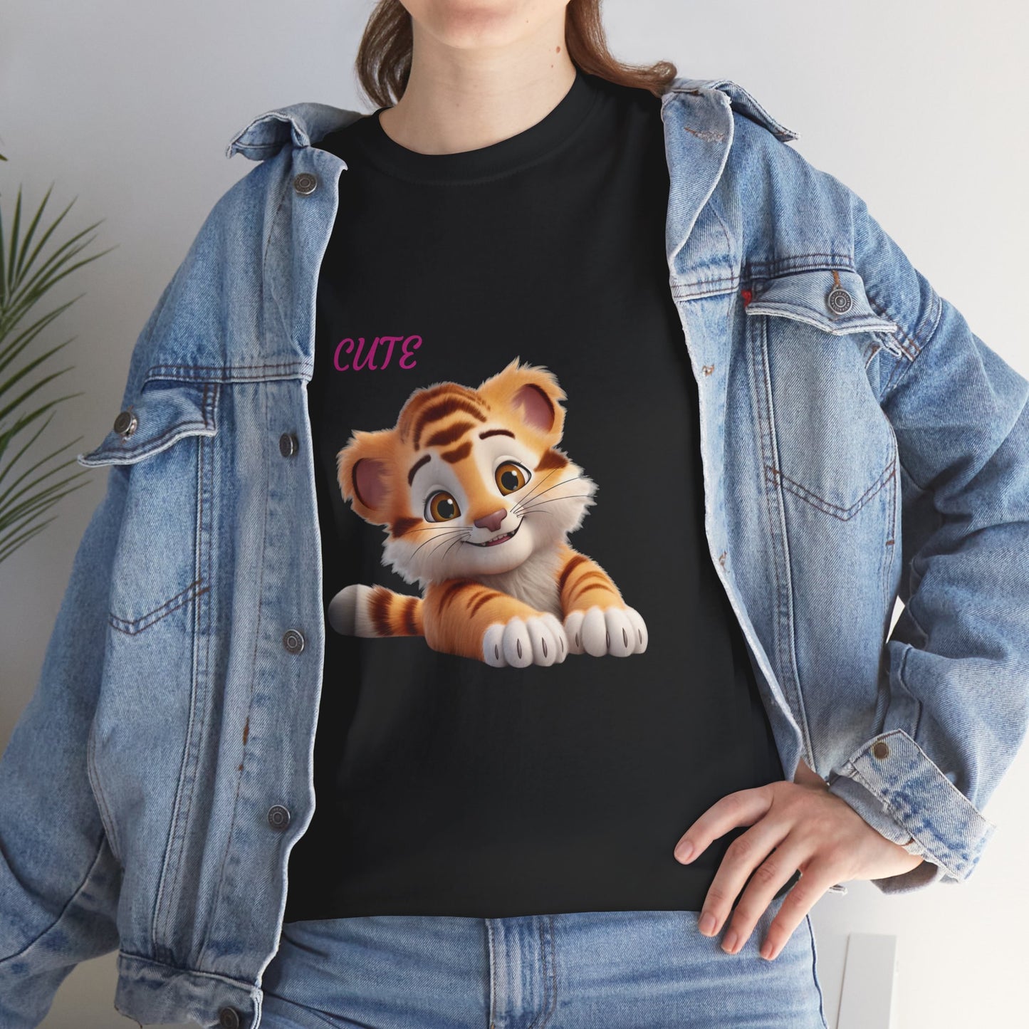 Princess Grace Cute Tiger Graphic Tee Unisex Heavy Cotton T-Shirt for Animal Lovers