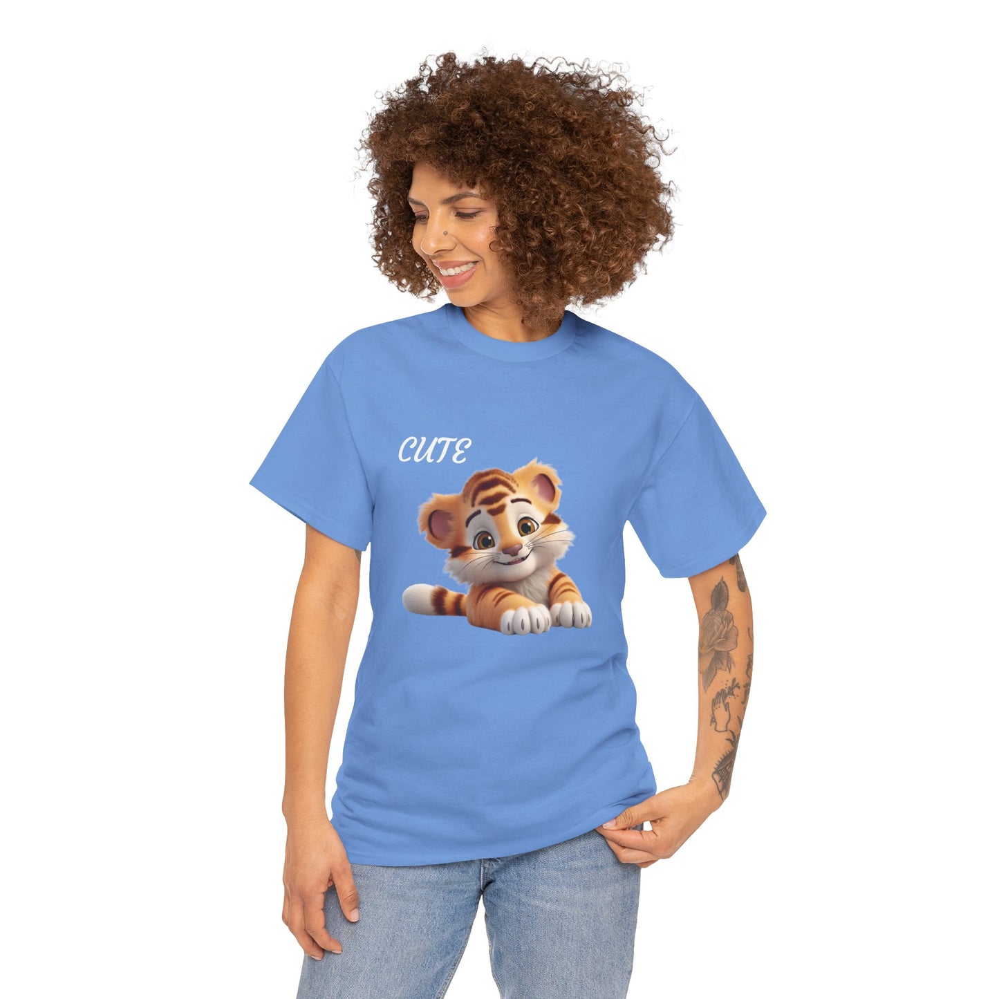 Princess Grace Cute Tiger Graphic Unisex Heavy Cotton Tee Perfect for Animal Lovers