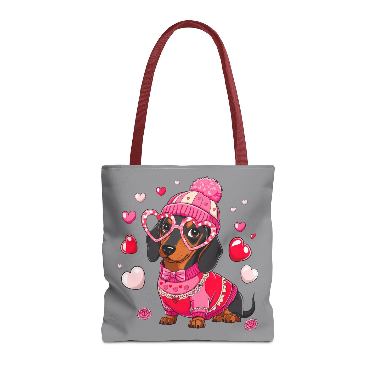 Princess Grace Cute Dog Lover Tote Bag Adorable Dachshund with Hearts