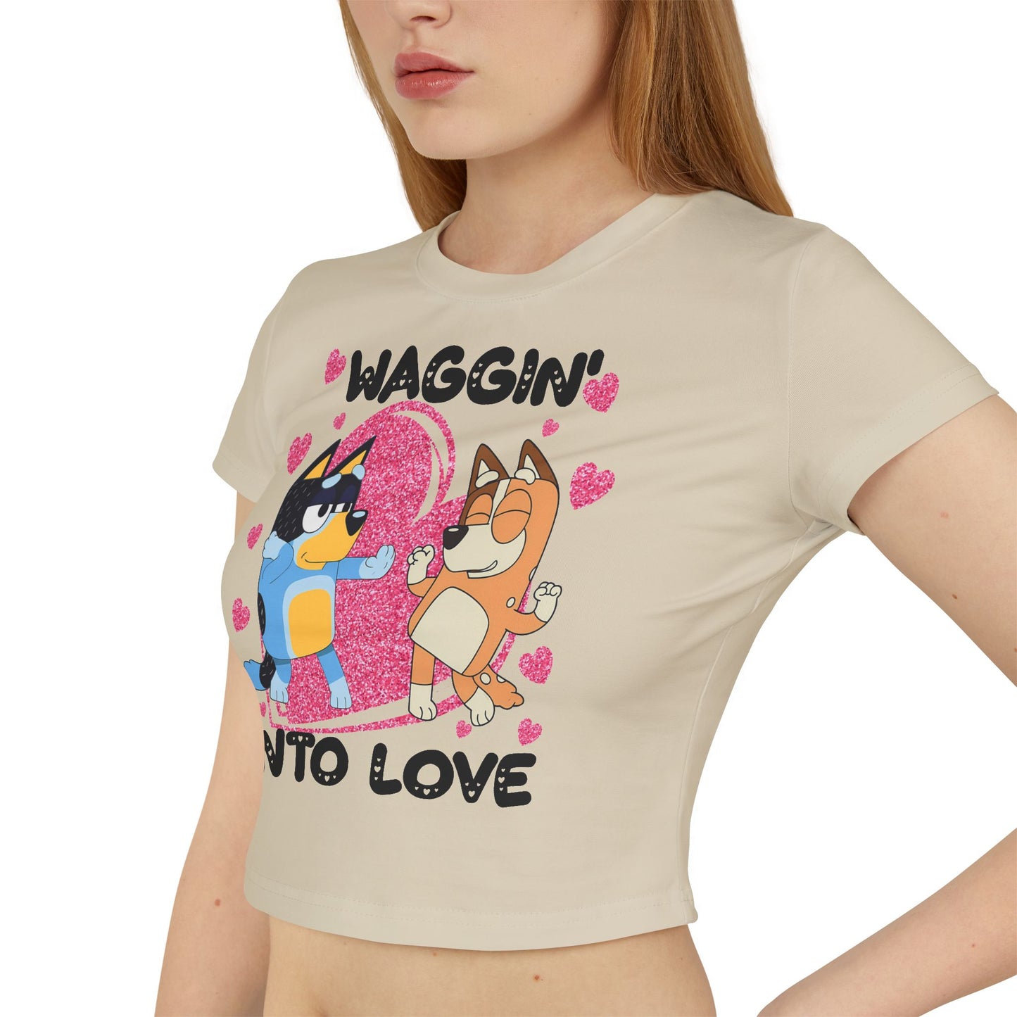 Princess Grace Cute Bluey Graphic Women's Baby Tee Waggin' Into Love