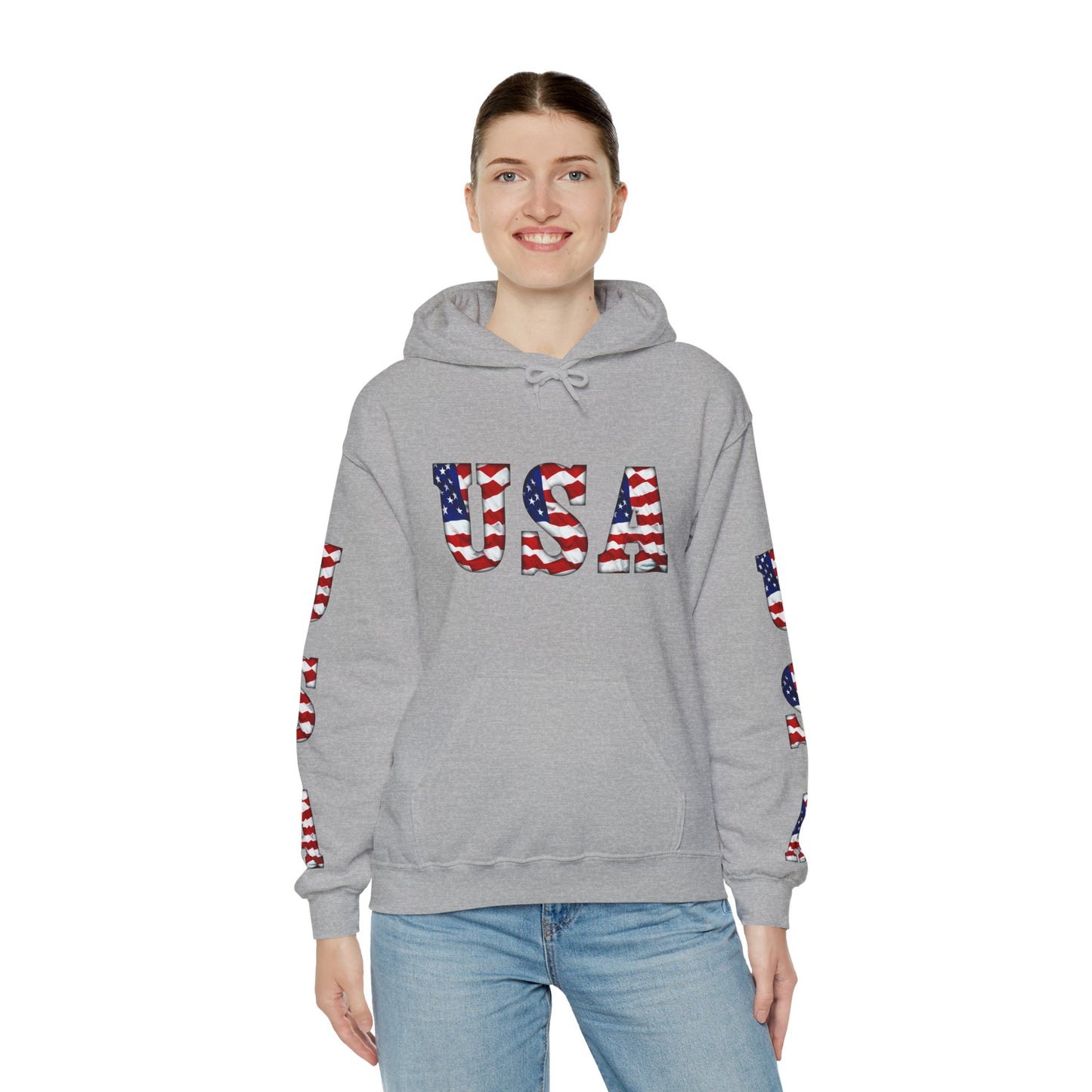 Princess Grace Patriotic USA Unisex Hooded Sweatshirt Heavy Blend for Comfort