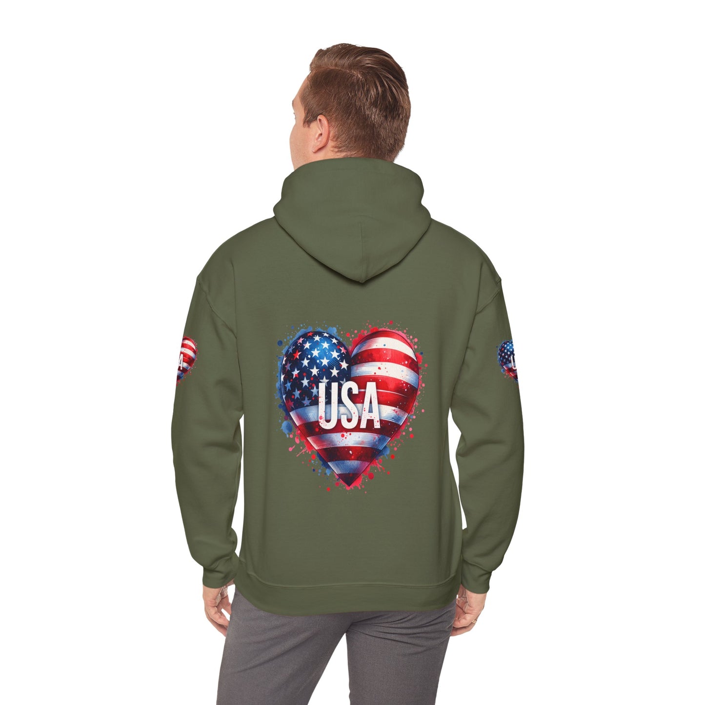 Princess Grace Patriotic Heart Hoodie for USA Lovers Unisex Heavy Blend