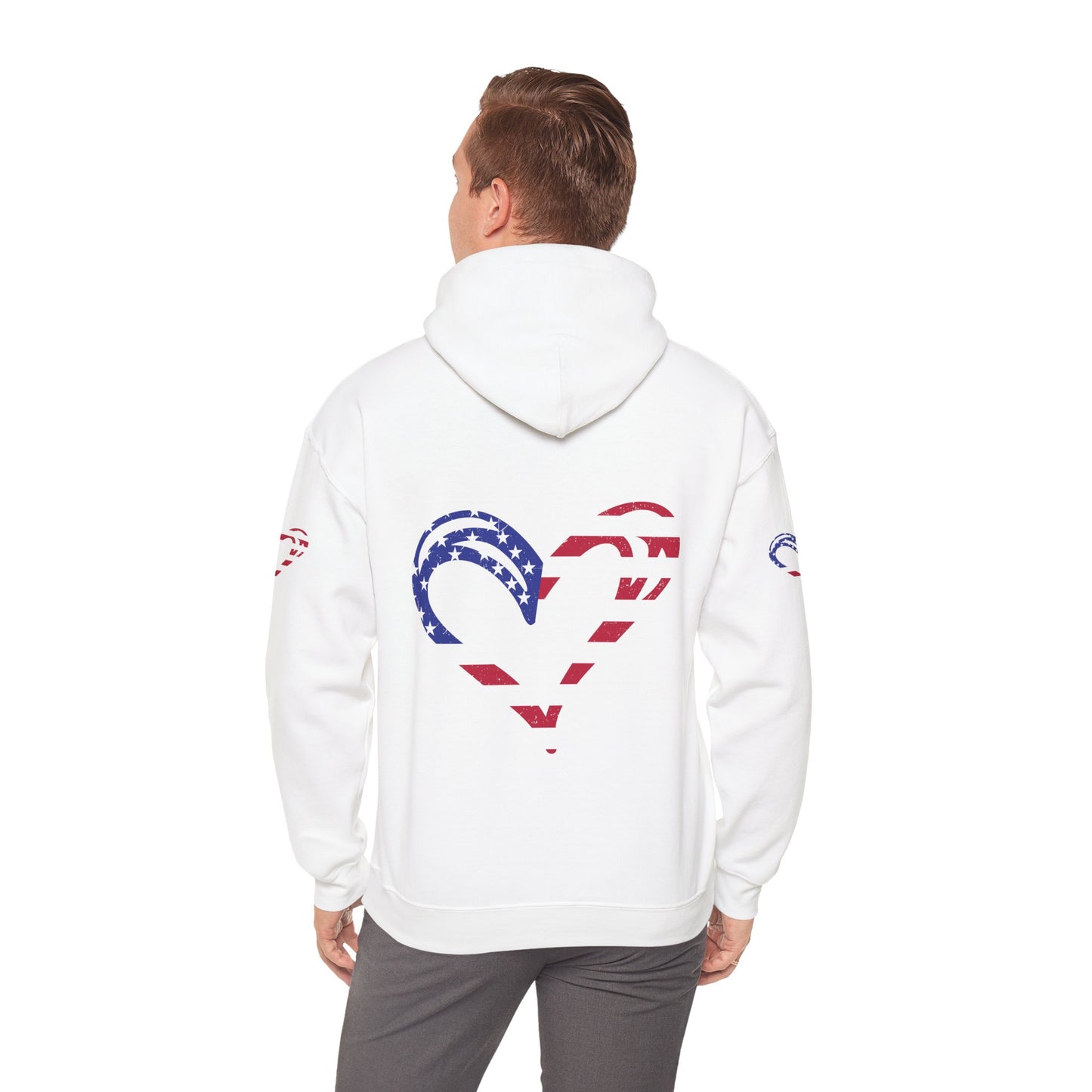 Princess Grace Patriotic Heart Unisex Hoodie Comfortable Heavy Blend Sweatshirt for Independence Day and Everyday Wear