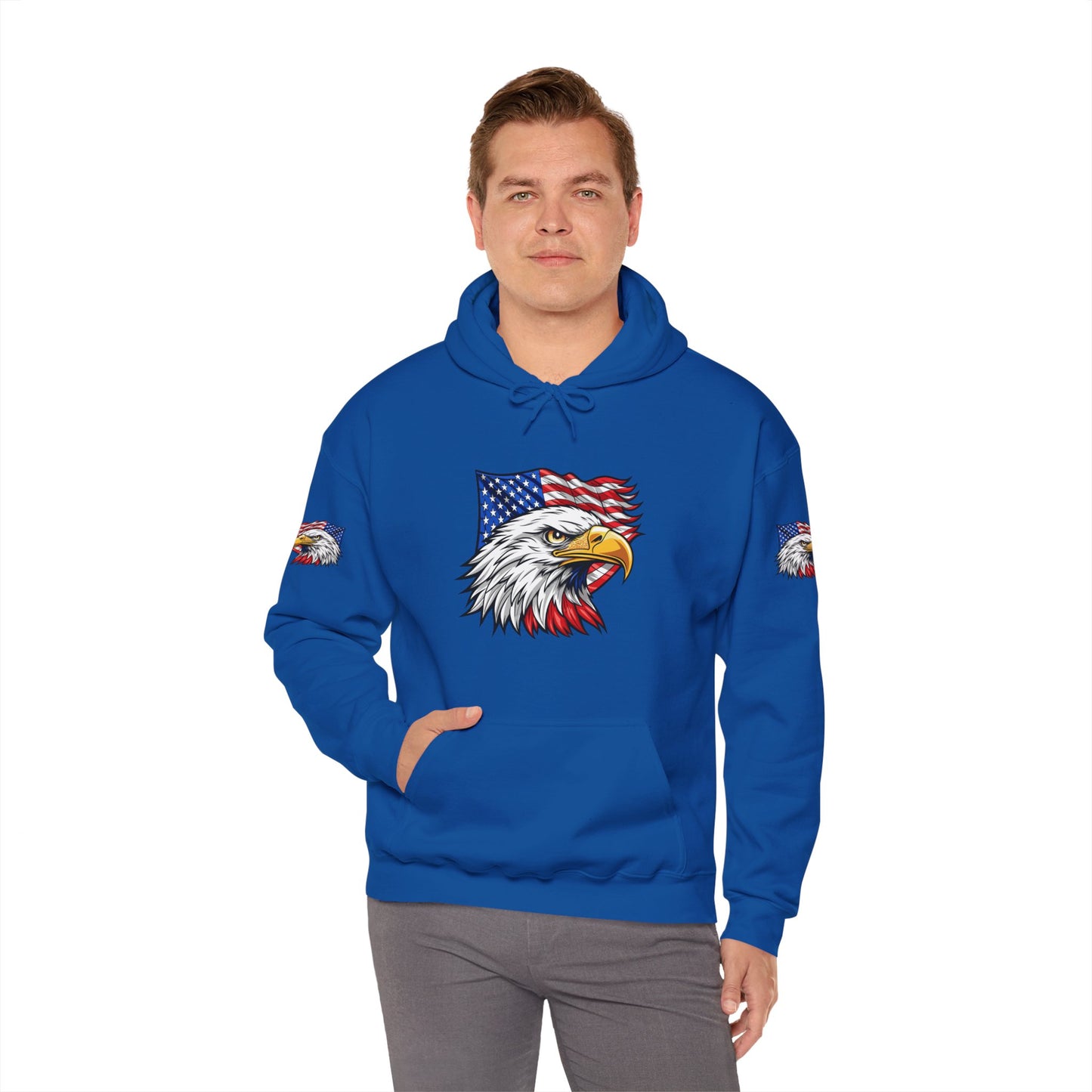 Princess Grace Patriotic Eagle Hoodie Unisex Heavy Blend Sweatshirt with American Flag Design